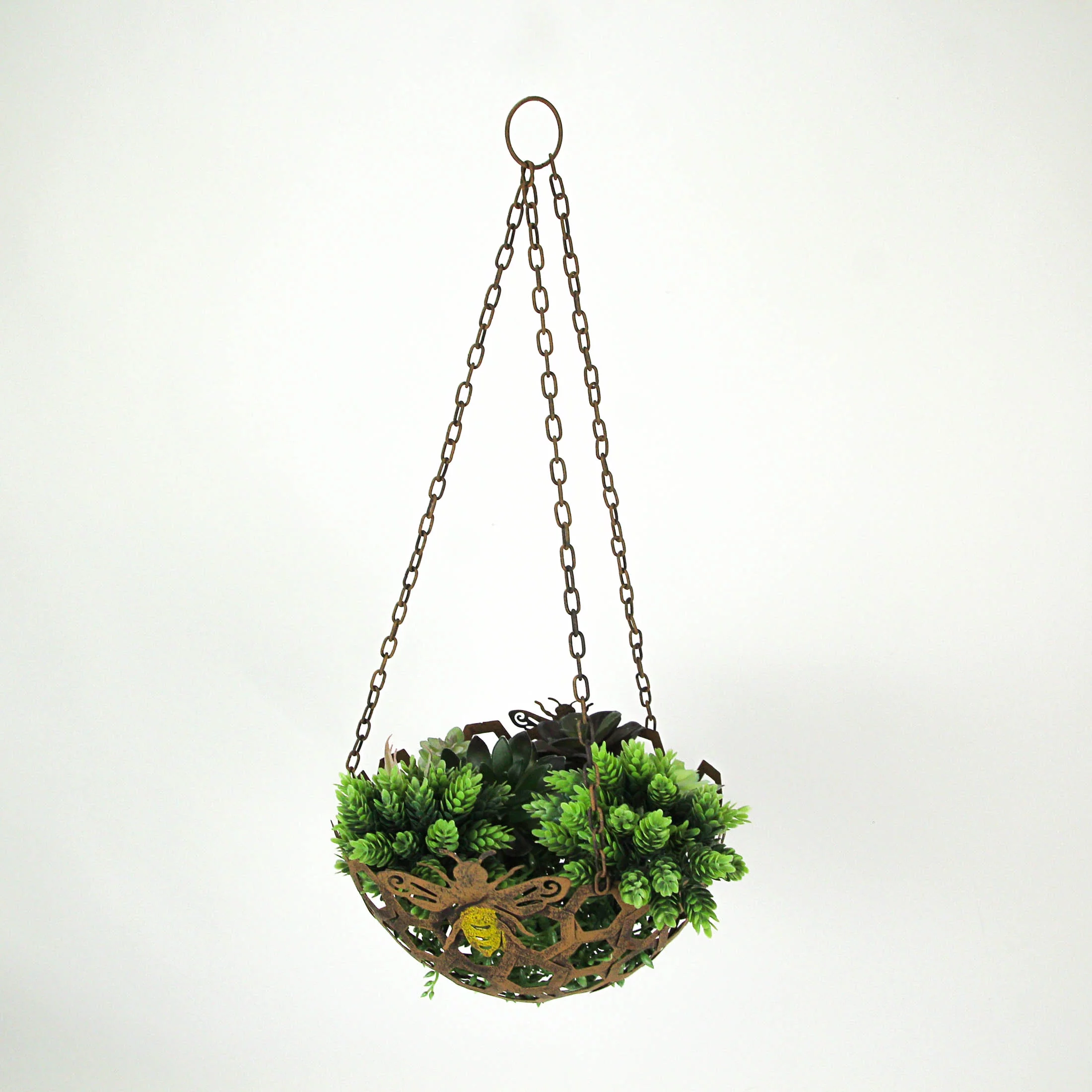 Gerson Rustic Metal Honeycomb Bumblebee Hanging Basket Planter (Set of 2)