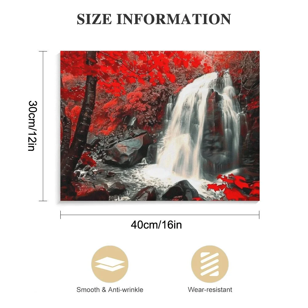 Nawypu Forest Canvas Wall Art Red and Black Bathroom Wall Decor Fall Pictures Mountain Waterfall Landscape Poster Tropical Tree Painting Nature Scenery Artwork for Bedroom Home Decorations