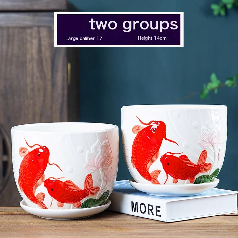 Flower Pot Ceramic Large Cartoons Green Dolo -Large Small Small Succession Plastic Flower Plant 303-Twinbird + Big Red Flower (2) Large Ceramic