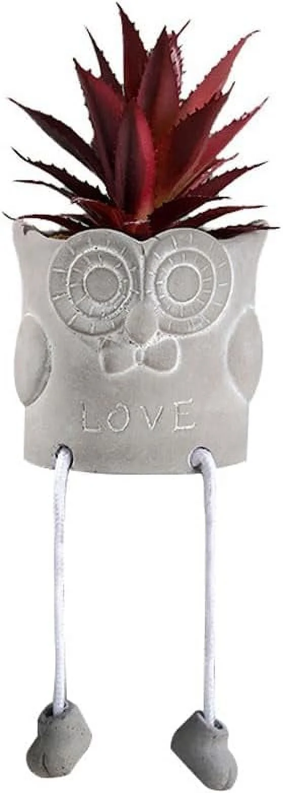 Zhuge Artificial Succulents in Cement Pots w/Hanging Leg, Fake Succulents Plants, Realistic Faux Succulents Plants, Cute Human Shaped Mini Potted Fake Plants for Desk,Office, Bathroom,Home Decor (F)