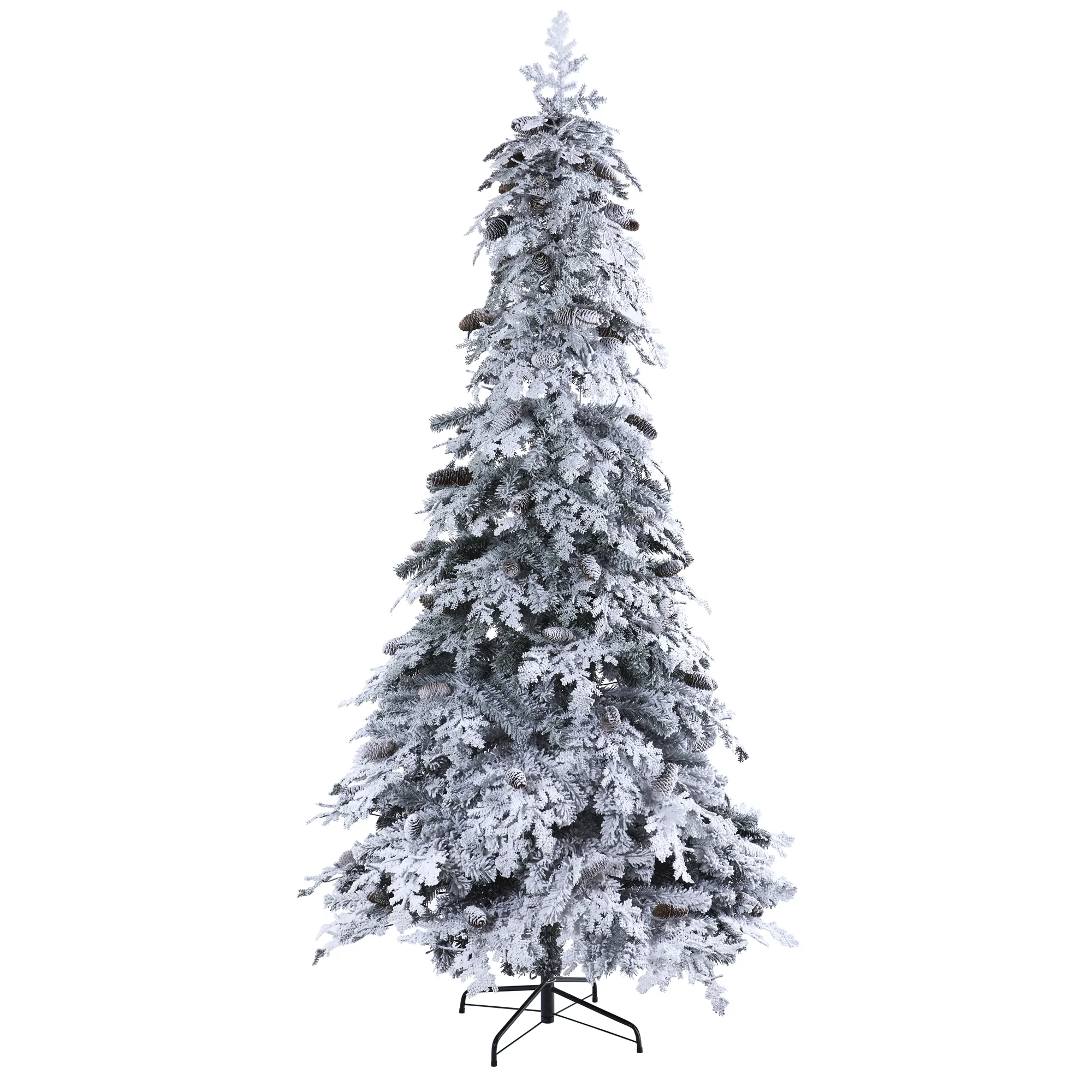 Nearly Natural 8' Flocked Spruce Artificial Christmas Tree Prelit with LED Lights, White