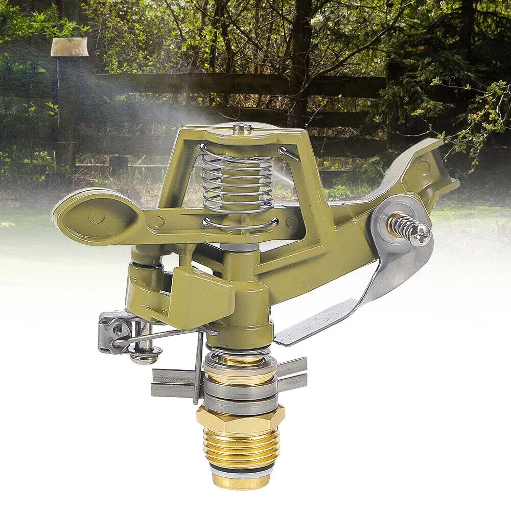 360° Lawn Sprinkler Head 1/2 Inch for Garden Grass Metal Impulse Water Sprayer