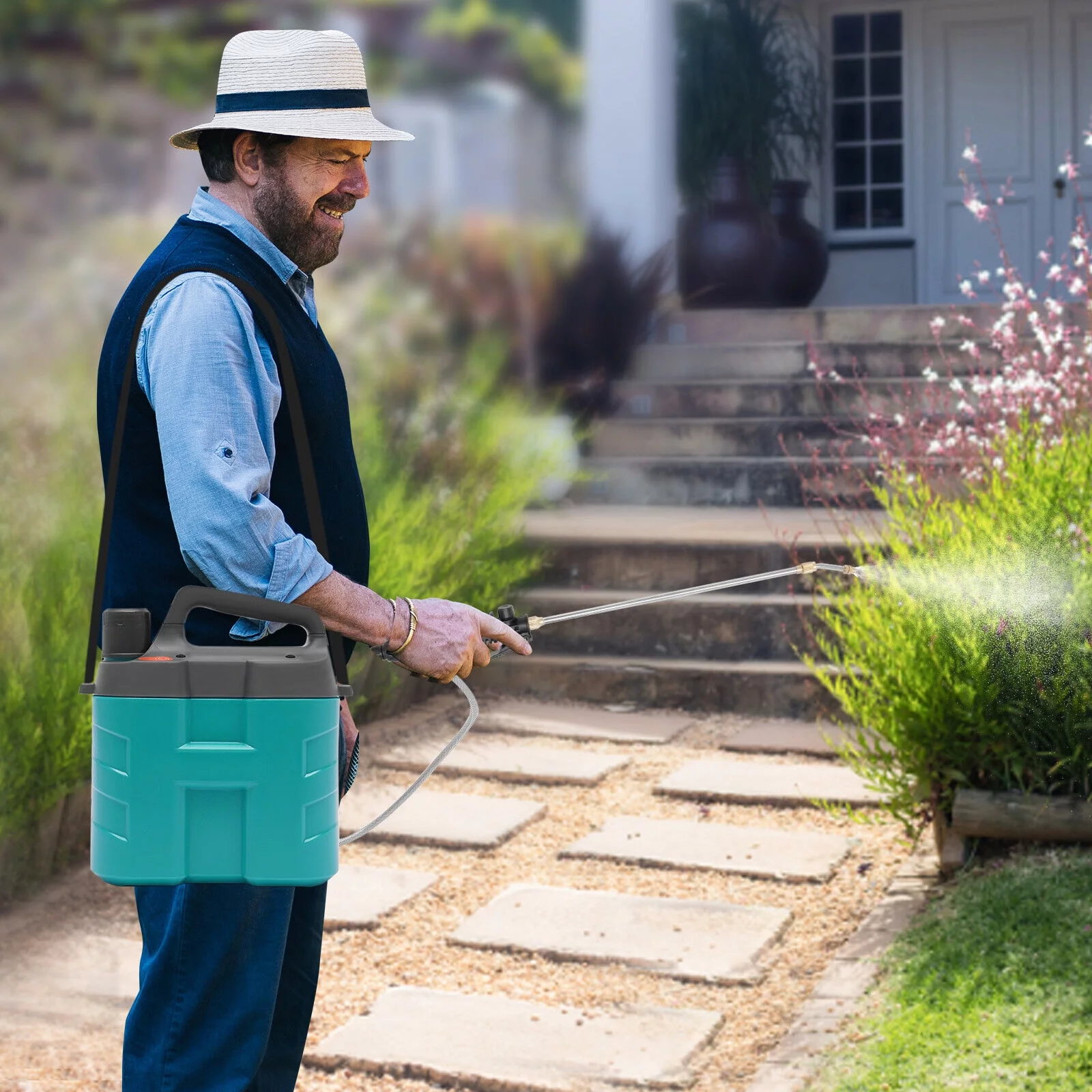 USB Battery Powered Sprayer, 2.11Gal High Pressure Gardening Sprayer, Powerful Backpack Sprayer with Adjustable Nozzle, Electric Sprayer in Garden and Lawn