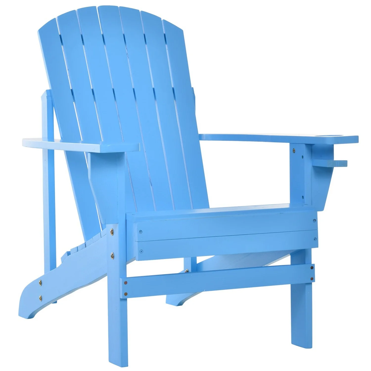 ZJbiubiuHome Wooden Adirondack Chair  Outdoor Patio Lawn Chair with Cup Holder  Weather Resistant Lawn   Classic Lounge for Deck  Garden  Backyard  Fire Pit  Blue