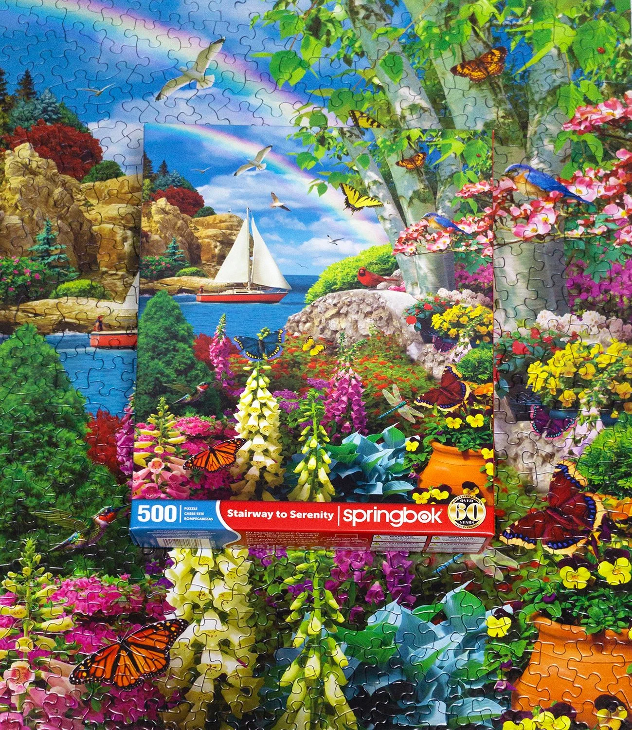 Springbok Stairway to Serenity - 500 Piece Jigsaw Puzzle - Made in USA - Unique Cut Pieces