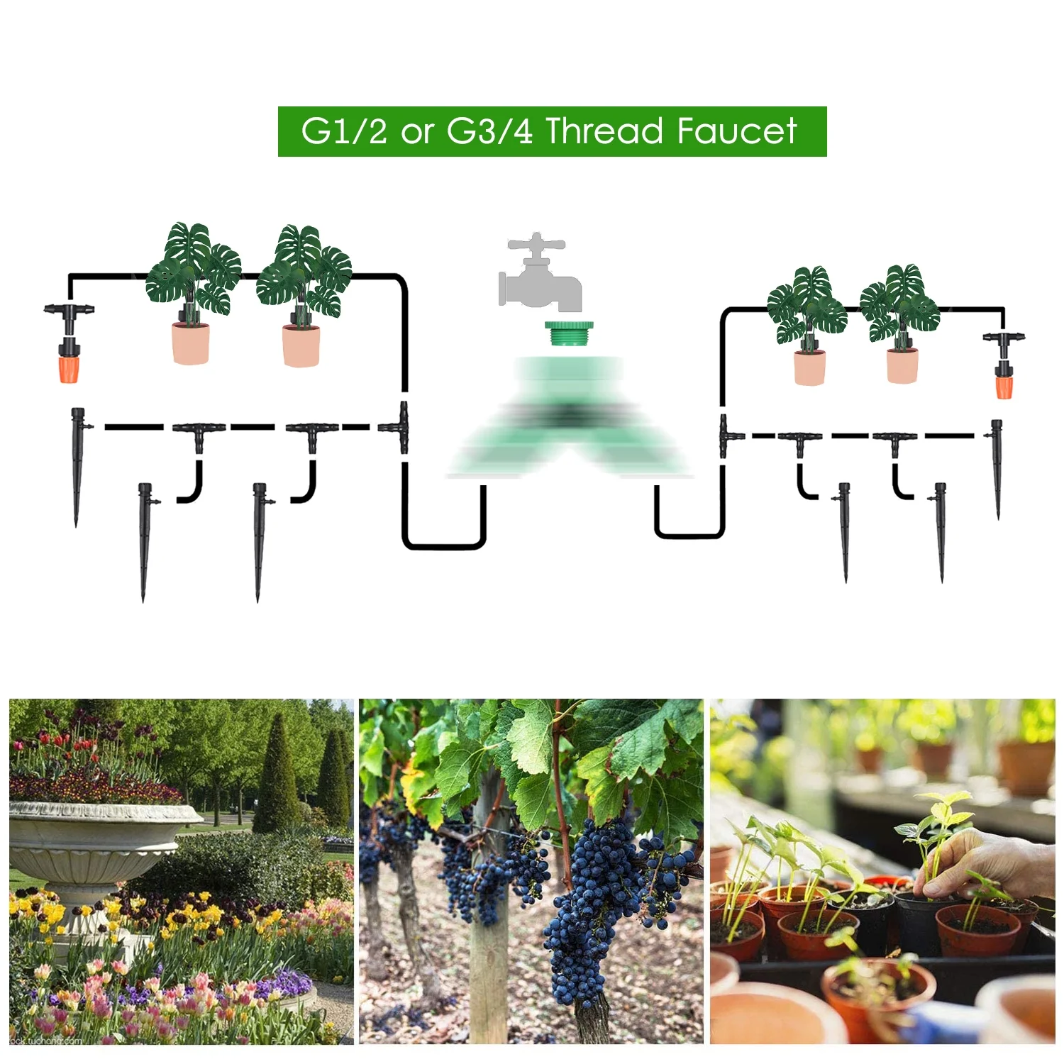 Irrigation Kit,Nozzles Misters Drippers Kit Diy With Drippers 40 Meters Drip Kit Plant Diy With Nozzles Meters Lawn Patio 40 Meters Lawn Havou Nozzles S Drippers Lanru Buzhi Ntbl