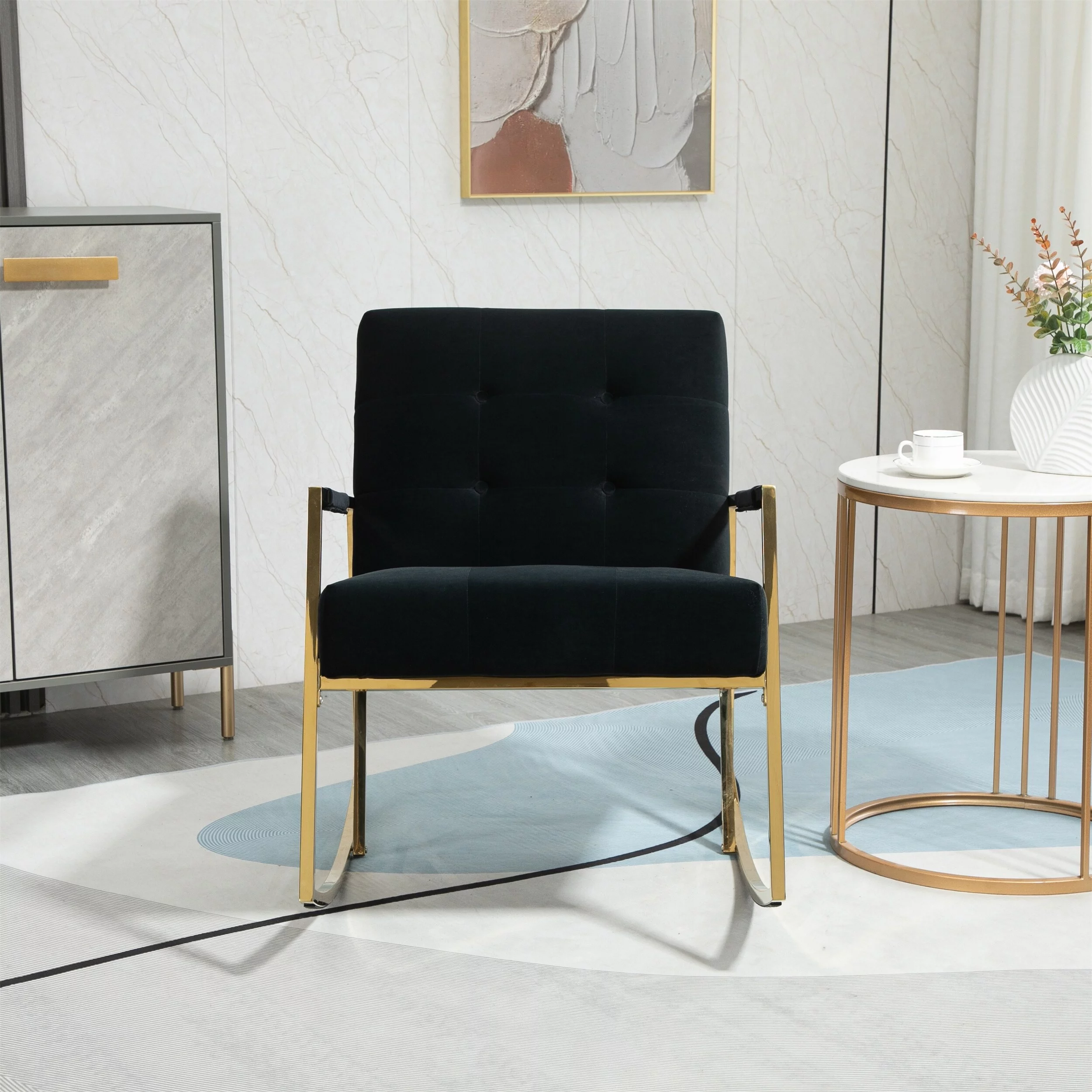 Unbranded Modern Leisure Rocking Chair With Stainless Steel Legs Olive