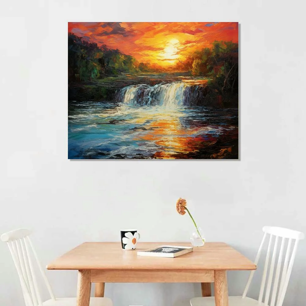 QCPP  Behind The Waterfall seljalandsfoss Waterfall in Iceland Legend Wall Decor Print on Canvas Modern Artwork Living Room Bedroom Painting Art Wall 20x16in