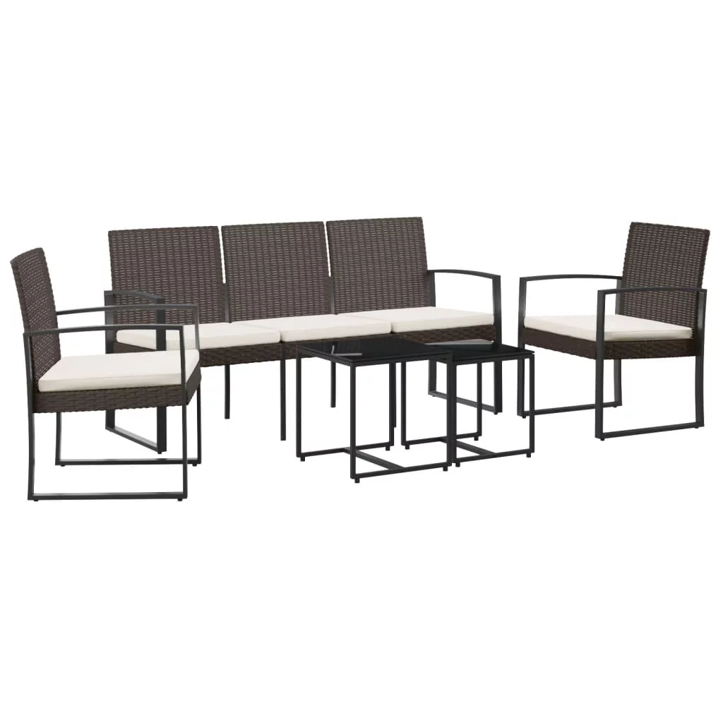 Suzicca 5 piece Patio Dining Set with Cushions Brown Rattan