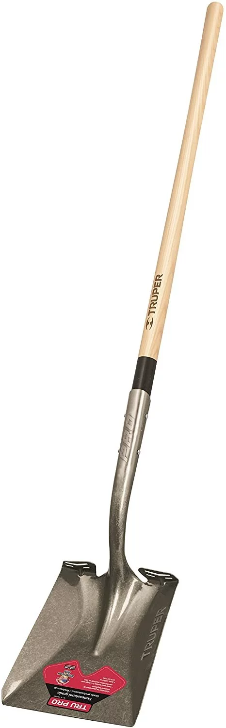Truper 34279 Tru Pro Square-Point Shovel with Extended Socket, American Ash Handle, 48-Inch