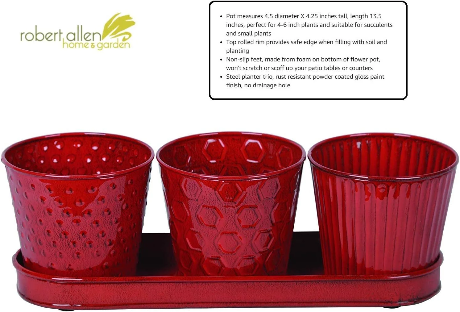 MPT01914 Concord Garden Flower Set With Tray, 4-Inch, Cayenne Color