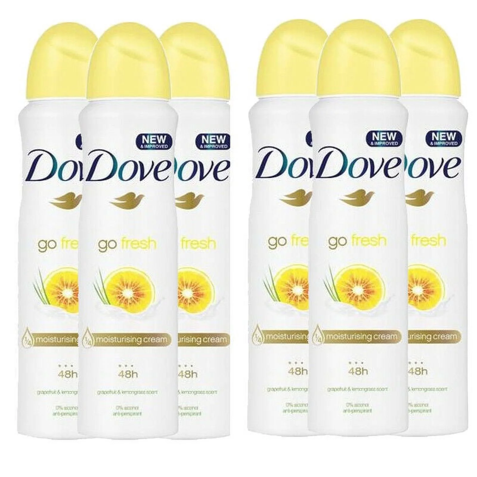 6 Pack Dove Go Fresh Grapefruit and Lemongrass Anti Persp. Deodorant Spray 150ml