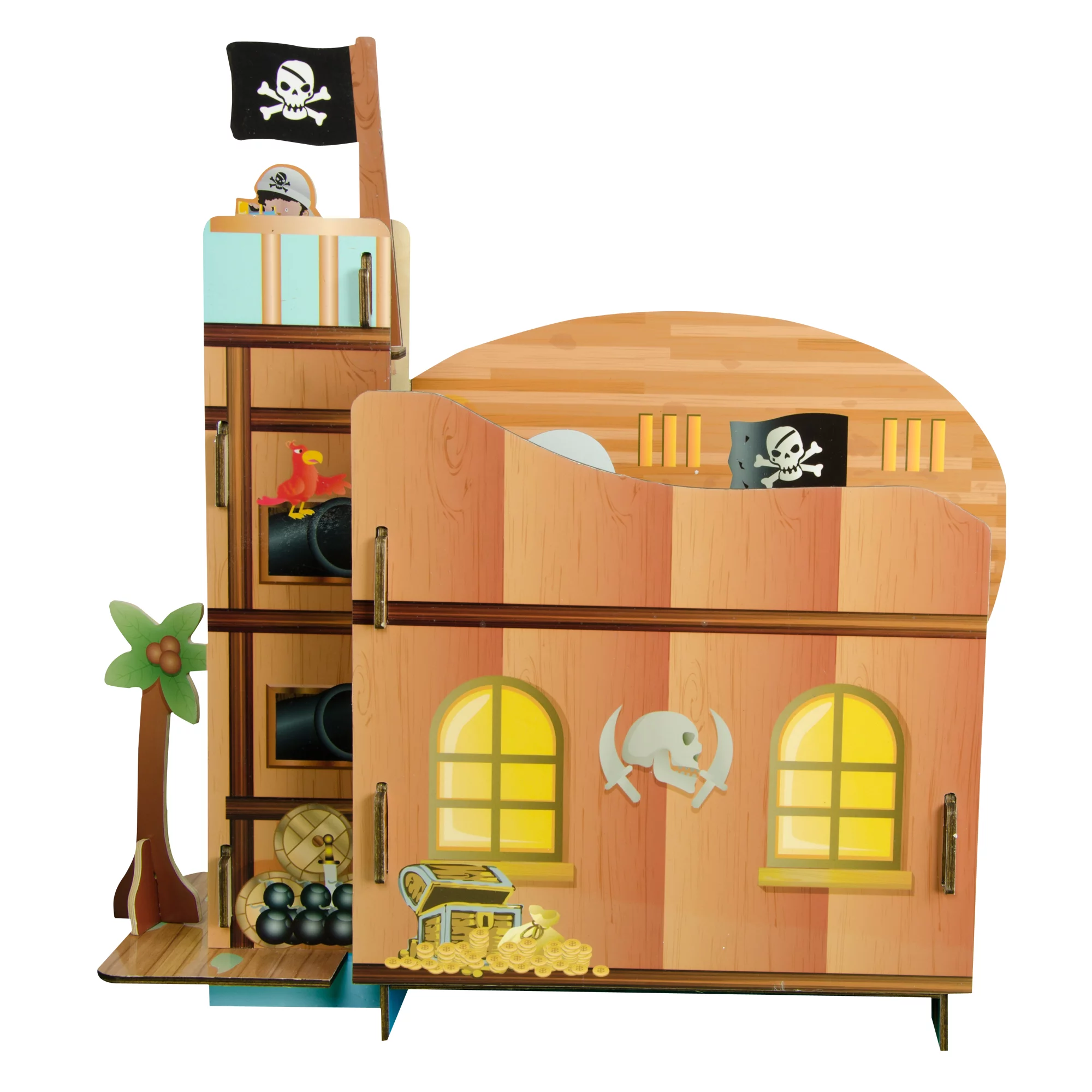 Teamson Kids - Neverland Pirate Ship Playset - Brown