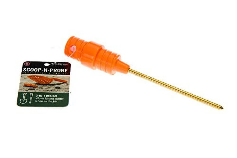 SE 2-in-1 Gold Prospecting Beach Sand Scoop with Non-Marring Brass Metal Detecting Probe, Orange
