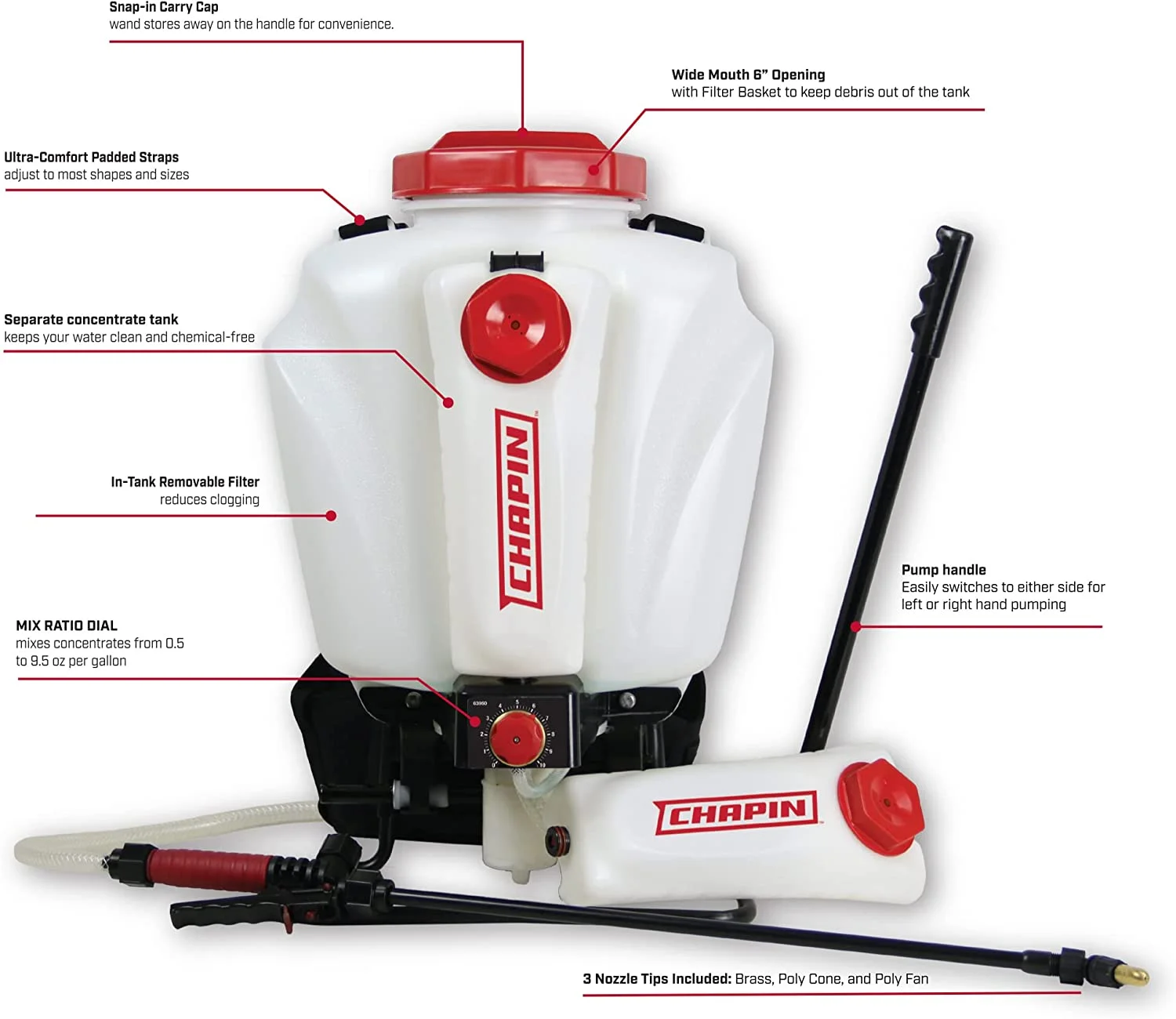 Chapin Backpack Sprayer,4 gal.,Hose 42