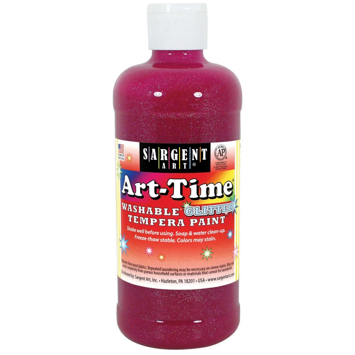 Washable Art-Time(R) Glitter Tempera Paint 16oz-Magenta