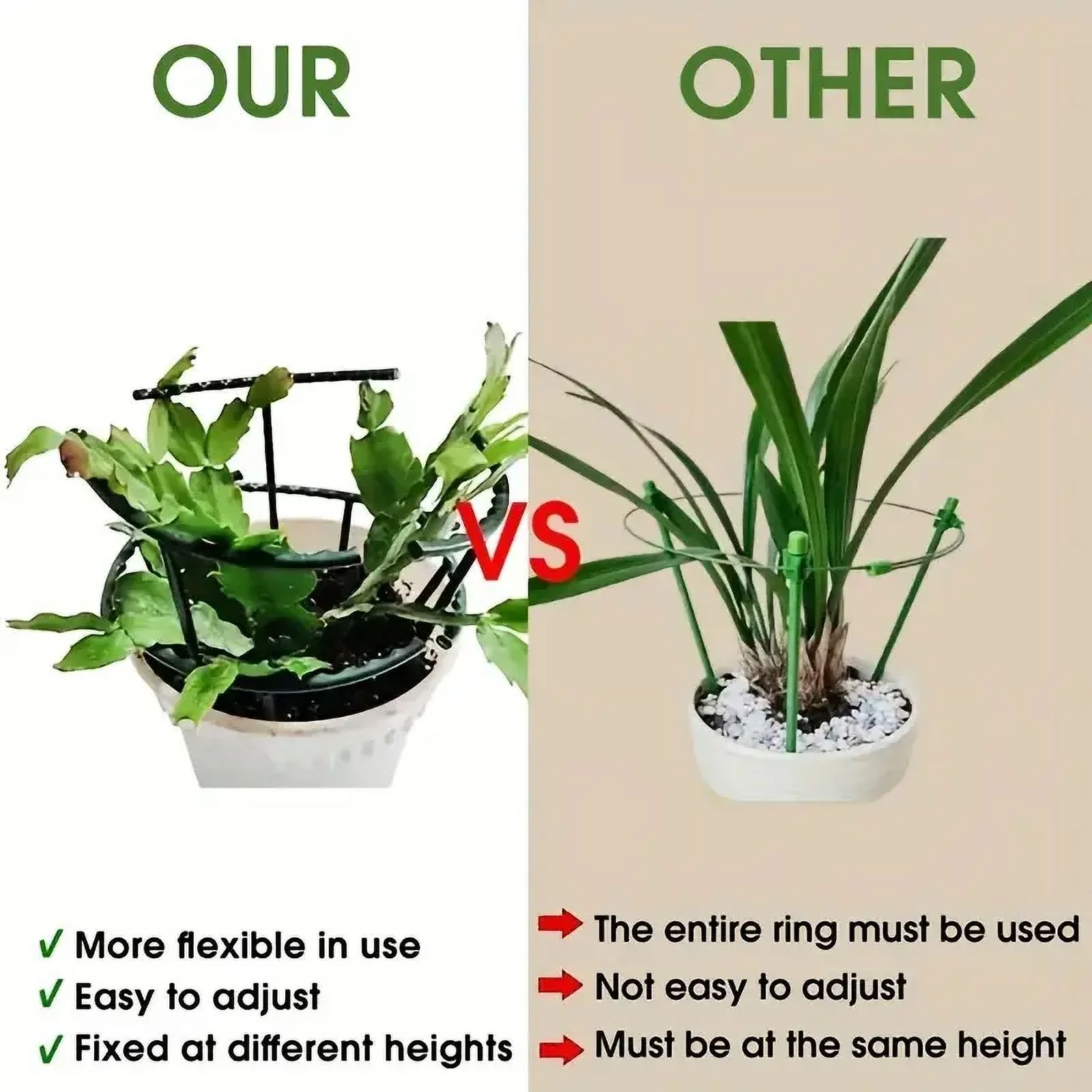 4pcs, 9.84in Plastic Plant Support Pile Frame - Greenhouse Arrangement Semicircle Fixed Rod - Indoor Flower Plant Vine Climbing Bracket - Green