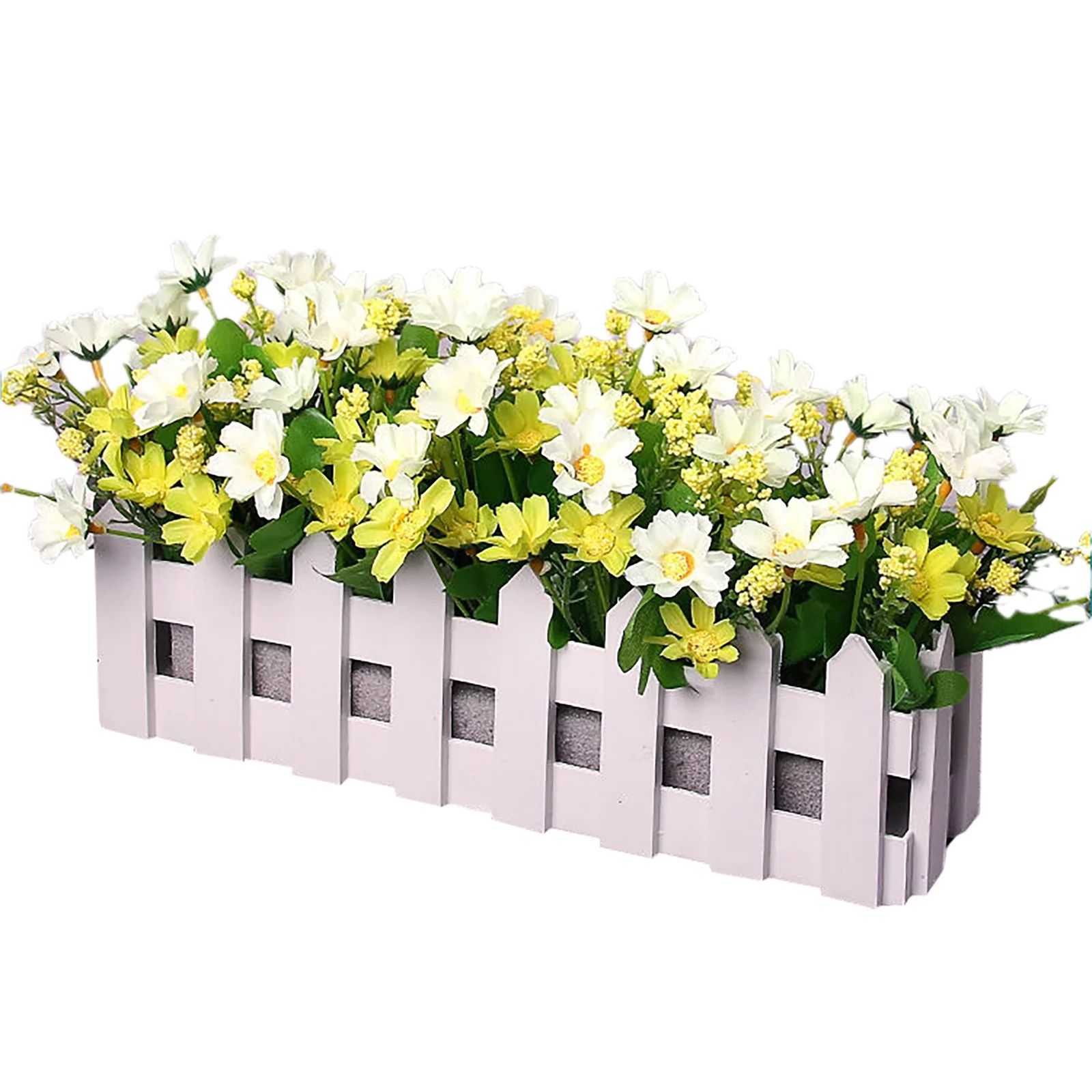 Yeetfub Artificial Flowers Silk Flowers Potted Decoration Plants Bonsai Flowers Home Simulation Artificial Artificial With Fence Artificial Pot Chrysanthemum In Artificial flowers