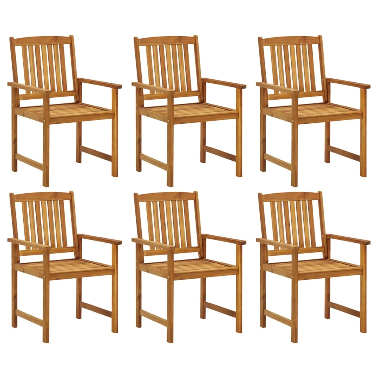 Dcenta 6 Piece Patio Chairs, Acacia Wood Outdoor Dining Chair Set, Wooden Armchairs for Garden Balcony Backyard Furniture 24 x 22.4 x 36.2 Inches (W x D x H)
