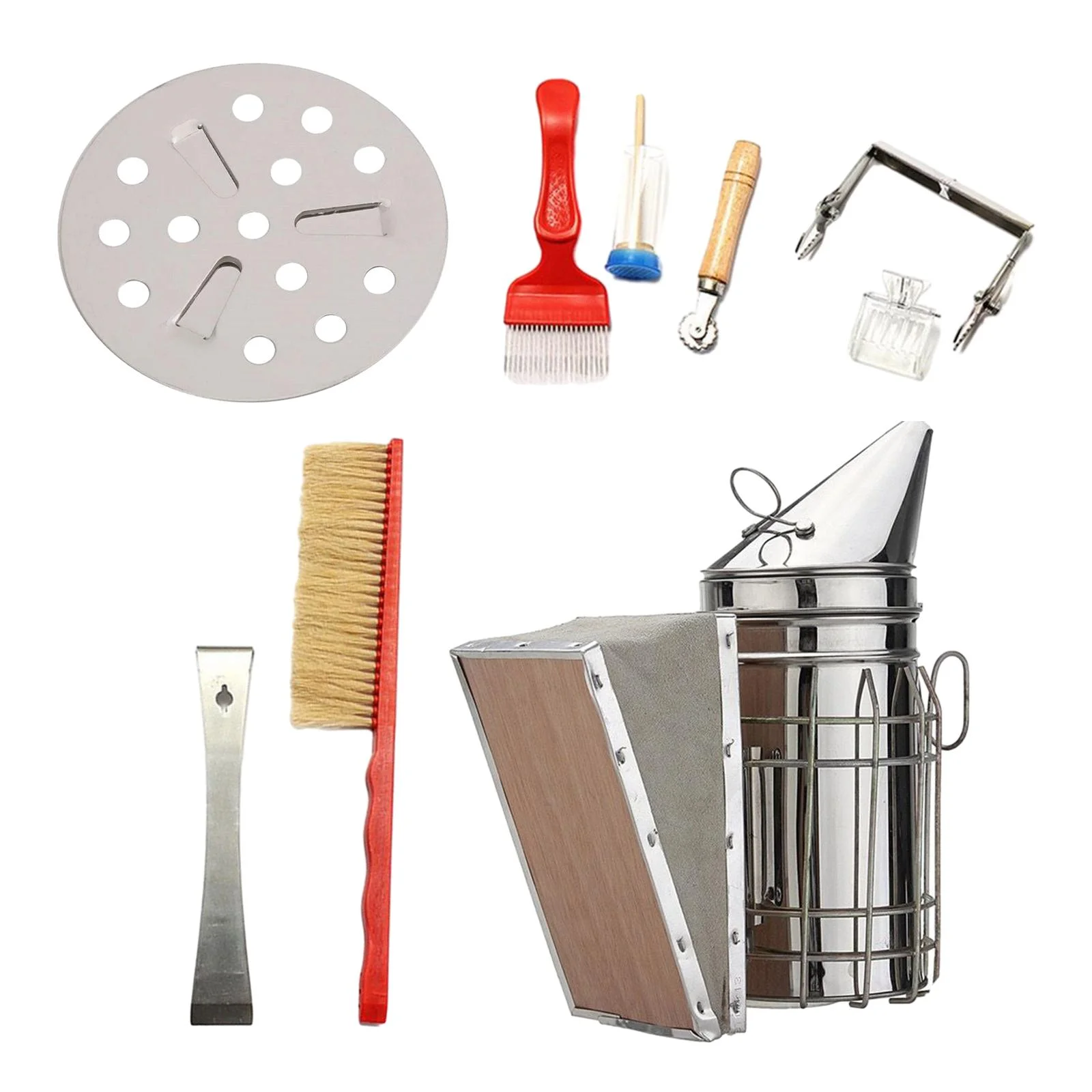 simhoa 8 Pieces Beekeeping Tool Set Beekeeping Tools s Set PP Wood Metal Beekeeping Accessory for Backyard Professionals Farm