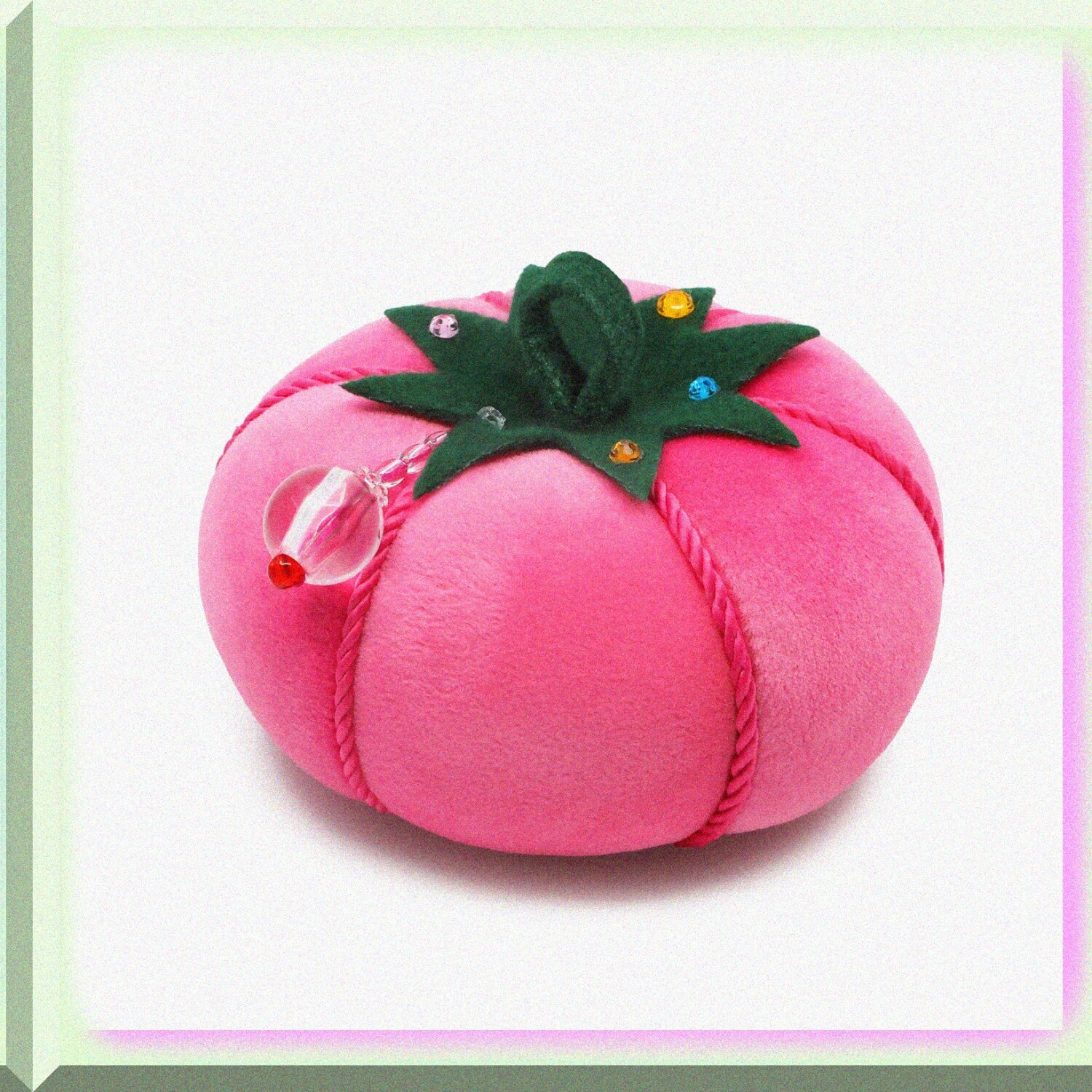 VelvetBlush Tomato Pin Cushion, 5-Inch, Soft Pink