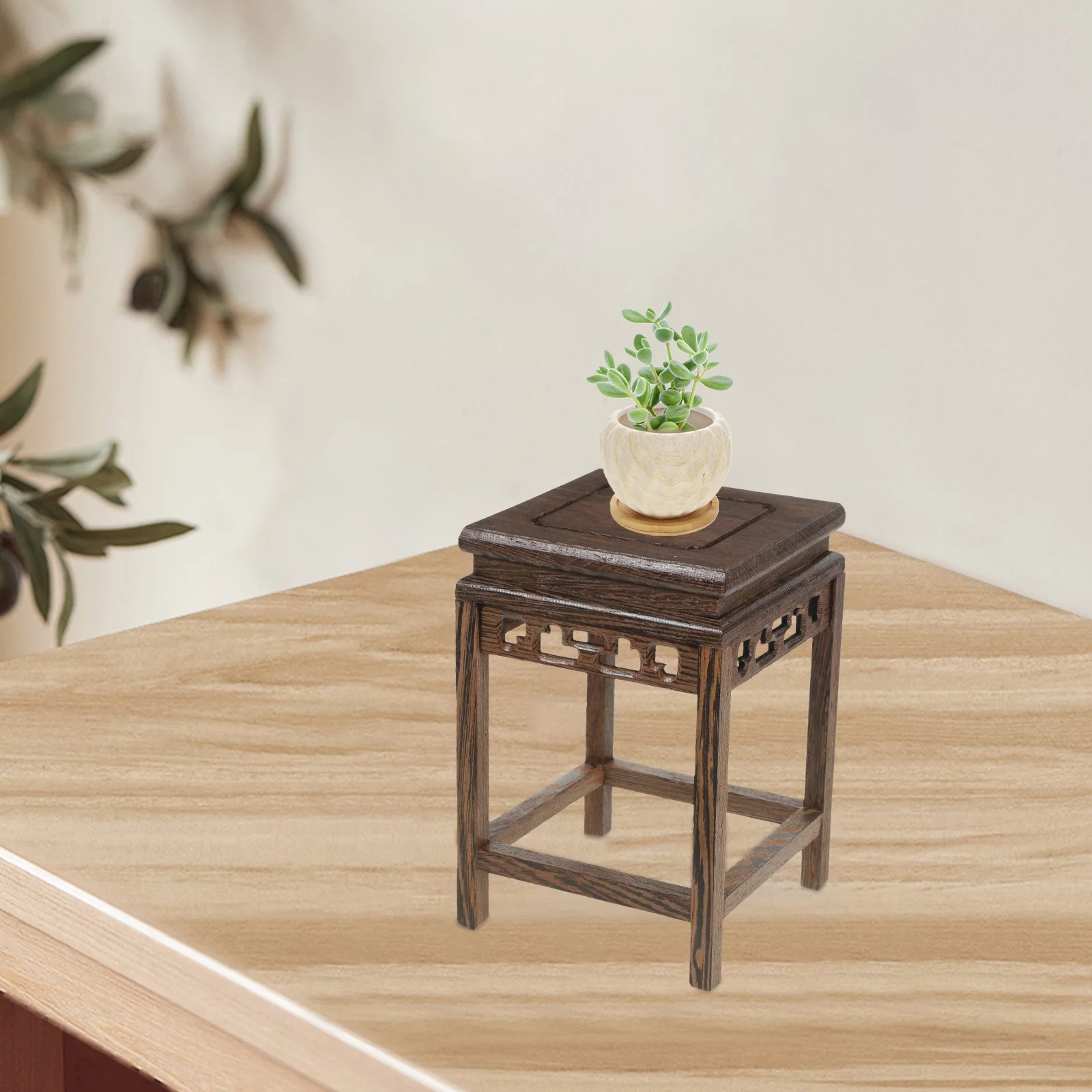 Base Bracket Plant Vase Planter Chinese Style Flower Pot Stand Wooden Display Pedestal Home Office