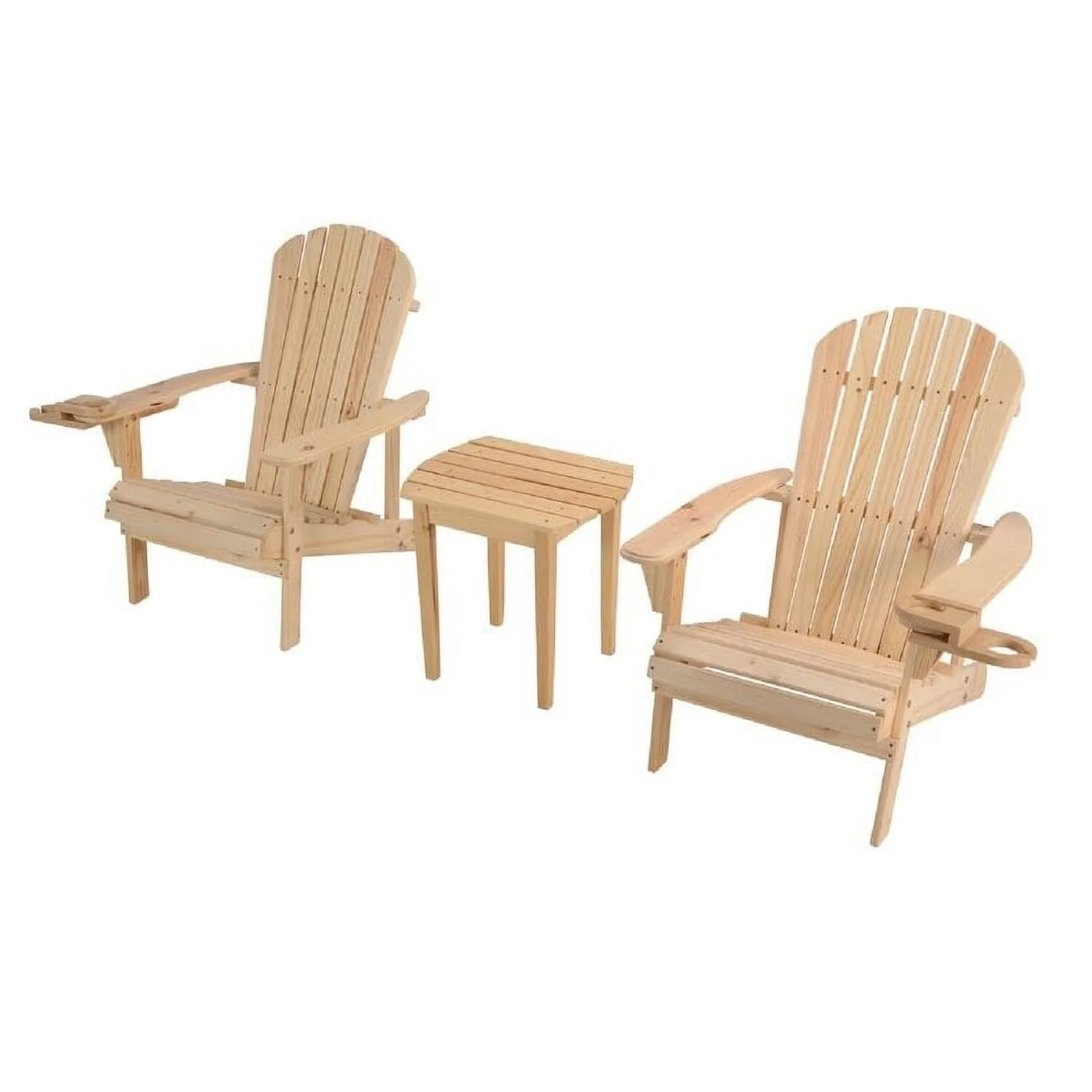 Earth Collection Adirondack Chair with phone and cup holder (2 Chairs and End table set) Red