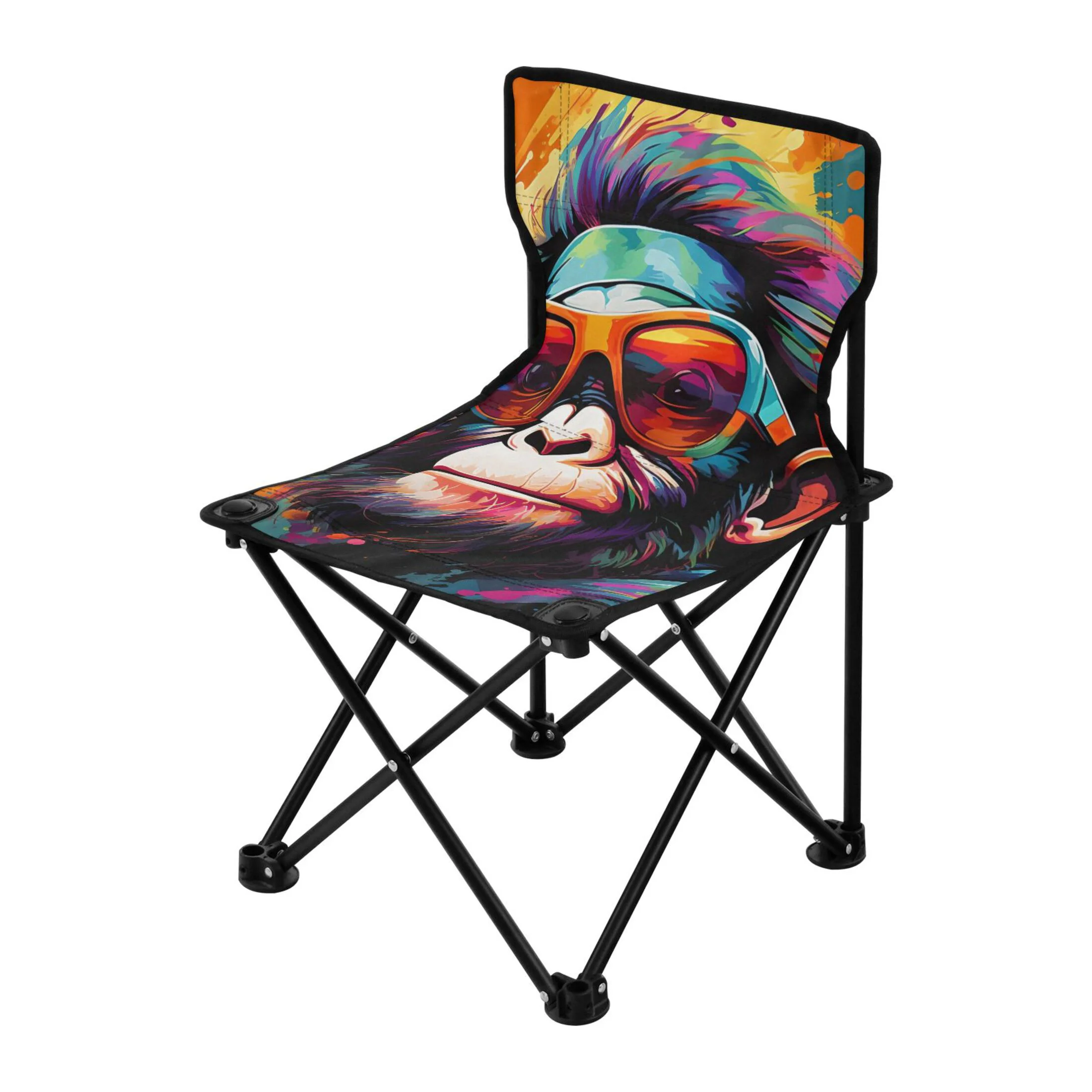 Colorful Orangutan Abstract Portable Camping Chair Outdoor Folding Beach Chair Fishing Chair Lawn Chair with Carry Bag Support to 220LBS