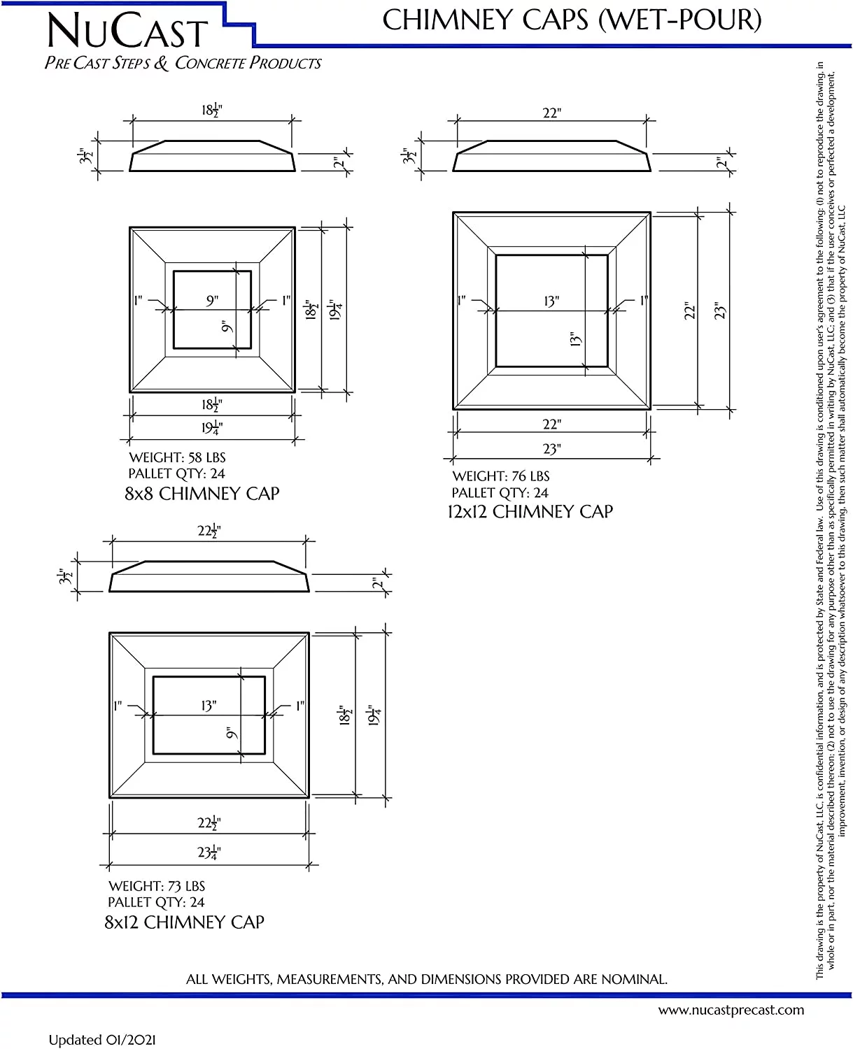NuCast Precast Chimney Caps (8