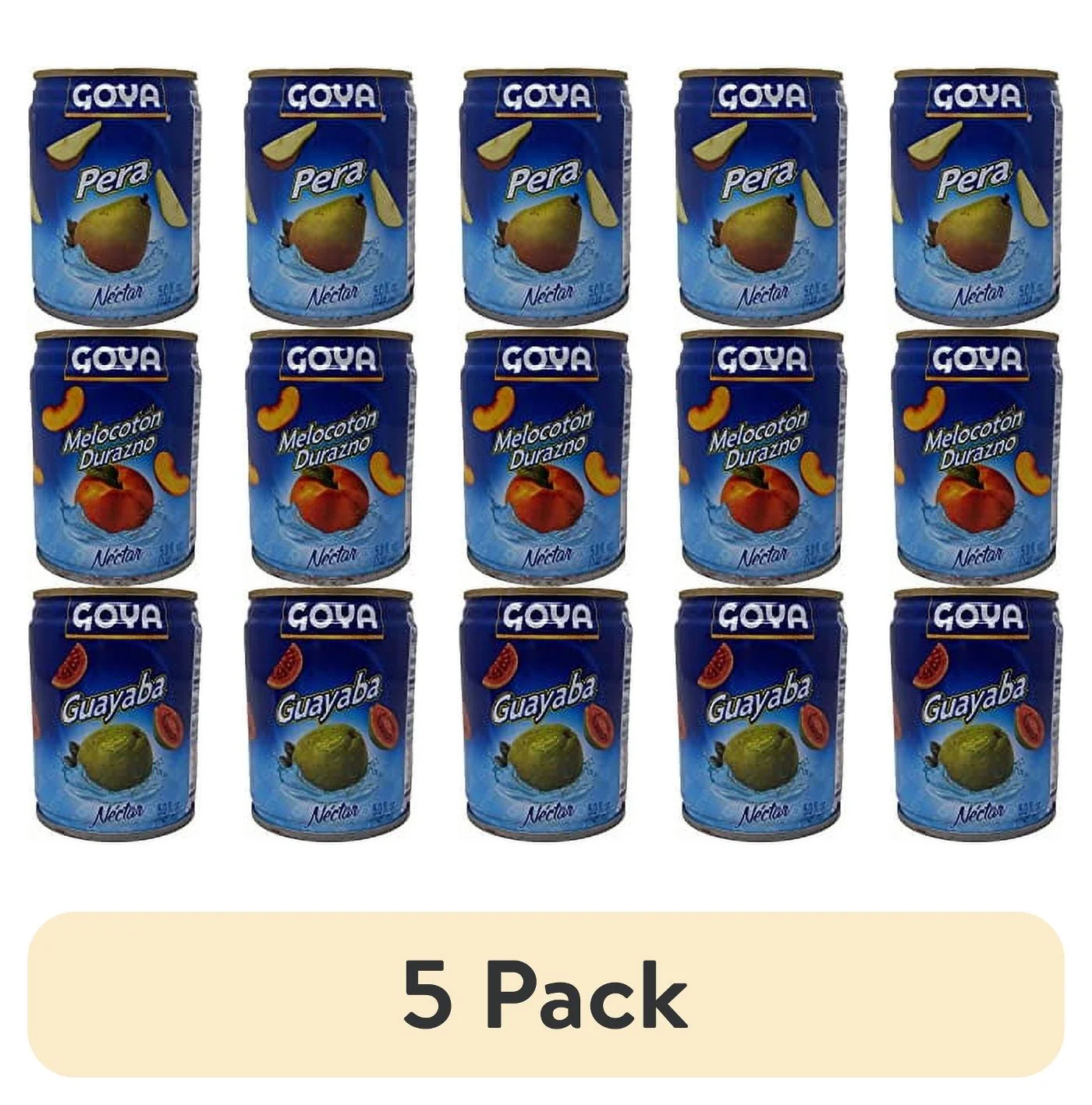 (5 pack) Nectar Variety Pack by Goya | Guava, Peach, Pear | 5 FL OZ | Pack of 12