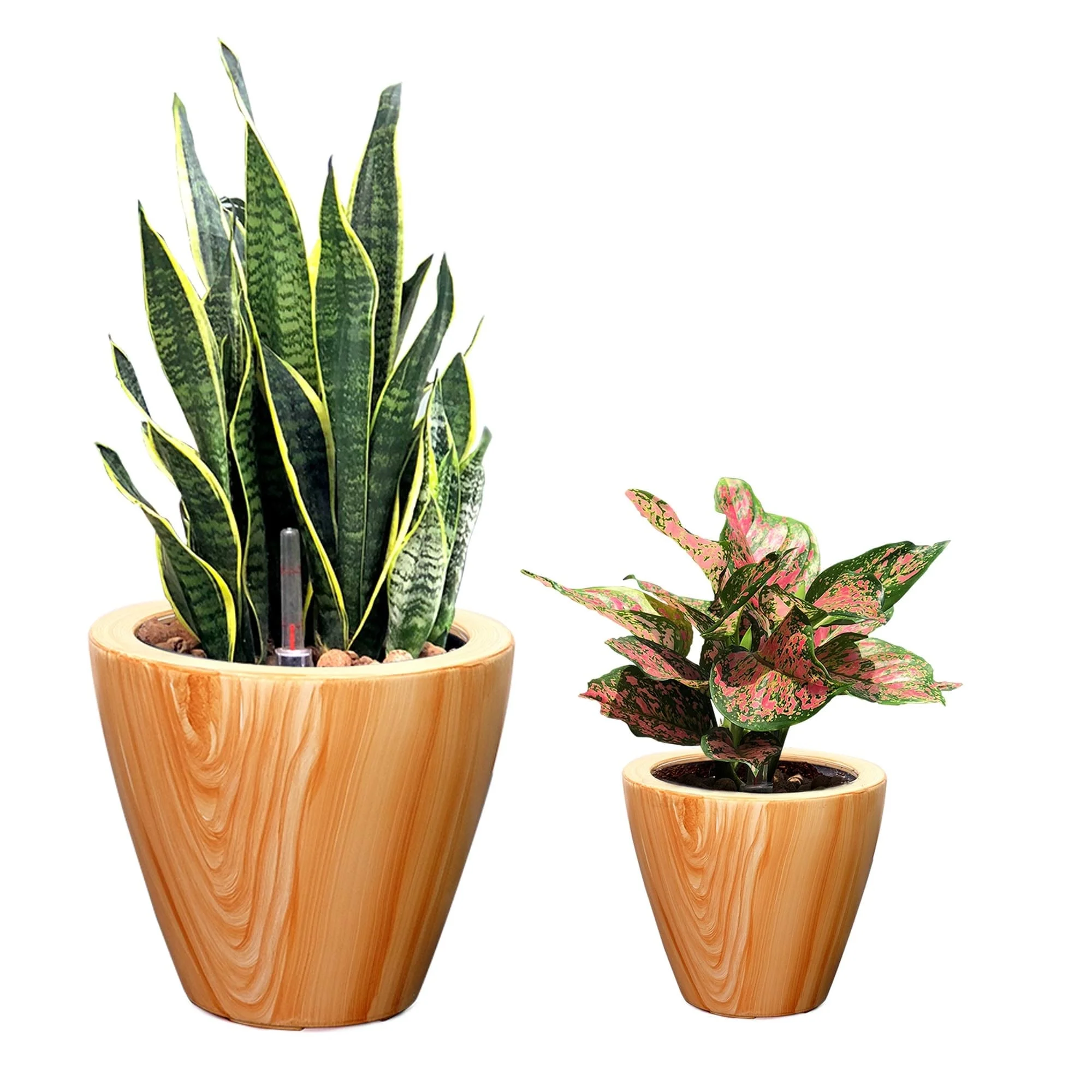 2-Pack 10 inch Plastic Self-watering Planter Pot Light Brown