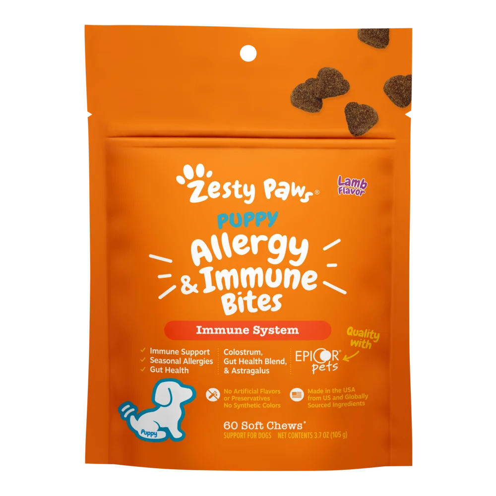 Zesty Paws Aller-Immune Puppy Bites 60ct, Supplement for Dogs for Allergies, Immune, & Gut Health