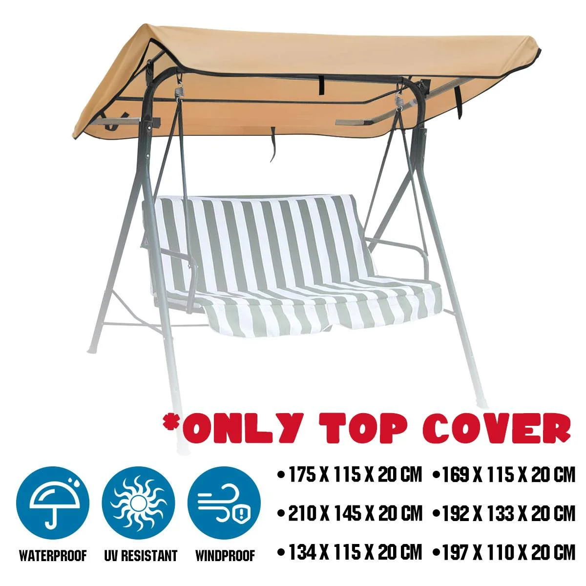 Outdoor Oxford Swing Chair Top Cover Shade Rain-Proof Cover Patio Swing Chair Dust Cover Waterproof Swing Seat Top Cover Shelter