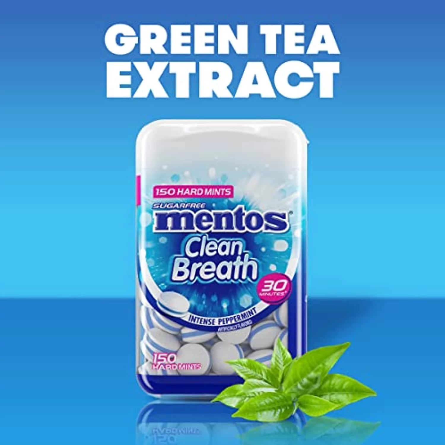 Mentos Clean Breath Sugarfree Hard Mint, 150Pc, Intense Peppermint (Pack Of 4 Bottles)