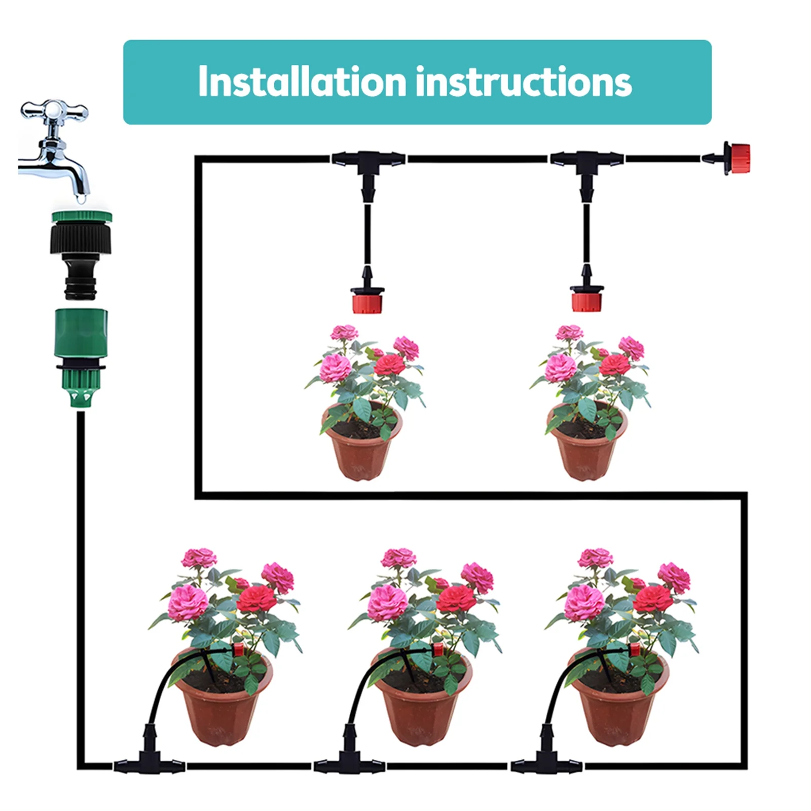 Irrigation System,Bed Patio Drip Kit Lawn 2x15m 4/7-inch Tube Flower Drip Qisuo Drip Diy Er Bed Dsfen