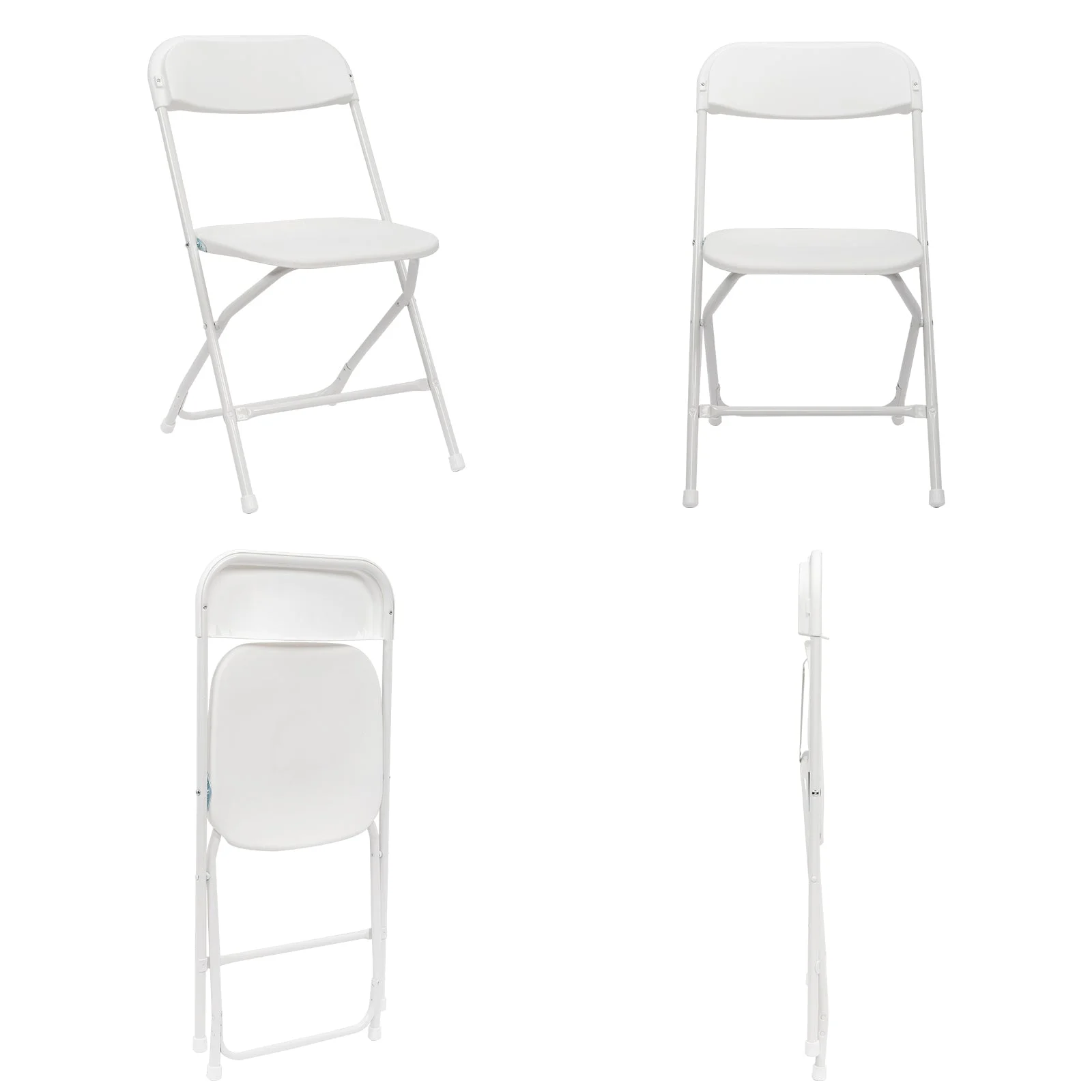 Burufy 6pcs Injection Molding Classic Garden Plastic Folding Chair White