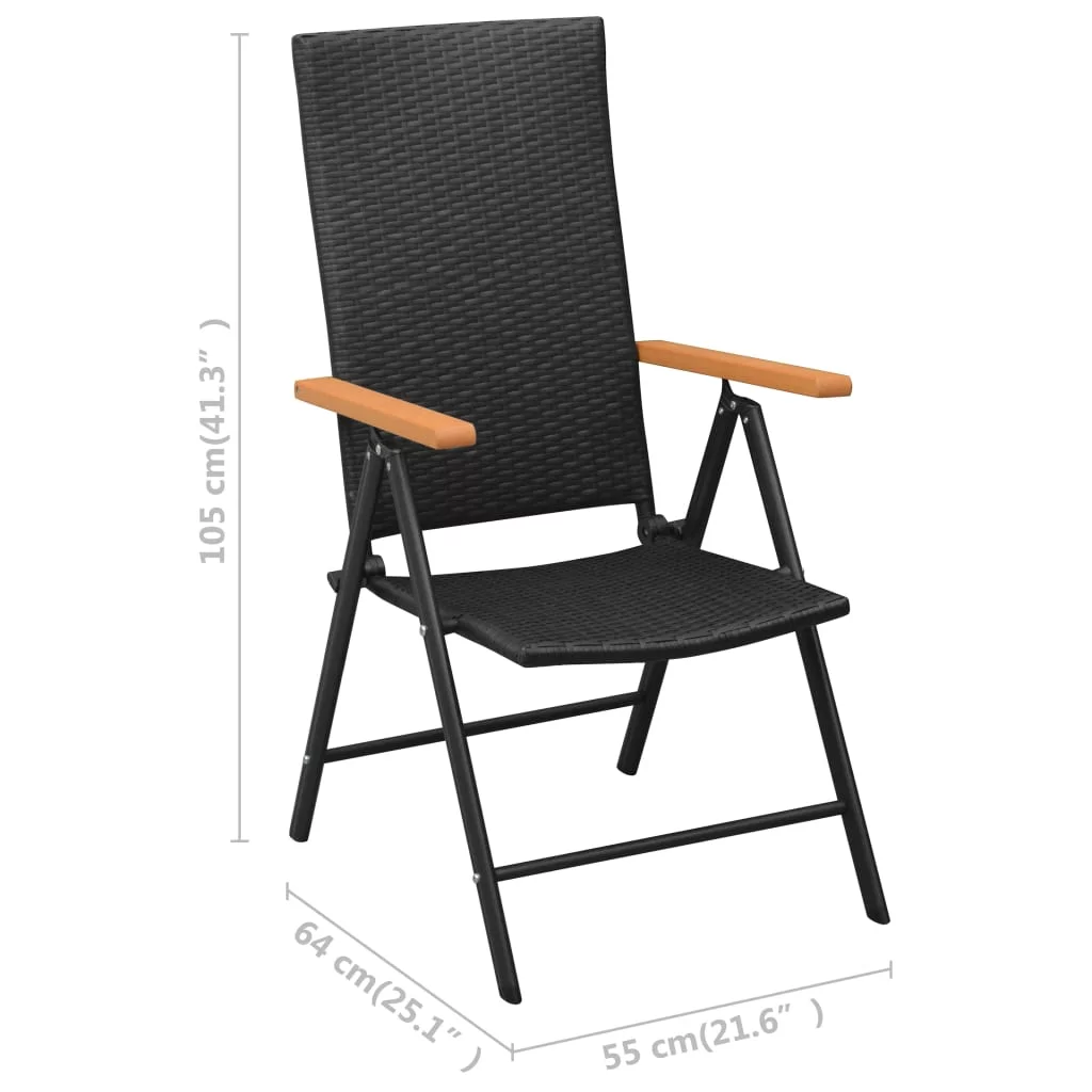 Patio Chairs 4 pcs Poly Rattan Black