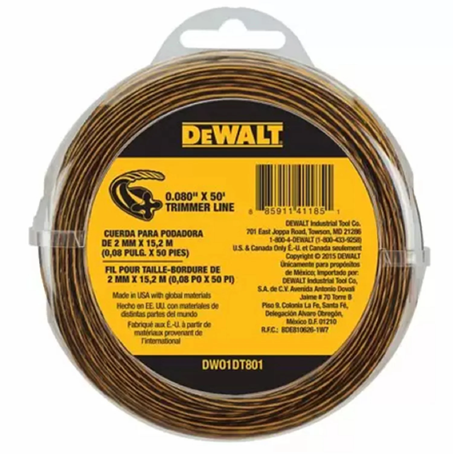 Dewalt DWO1DT801 String Trimmer Line, 50 Feet by 0.080 Inch,