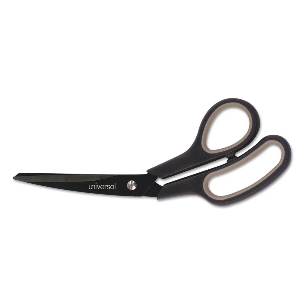 Universal UNV92022 8 in. Long 3.5 in. Cut Length Industrial Carbon Blade Scissors - Black/Gray Offset Handle