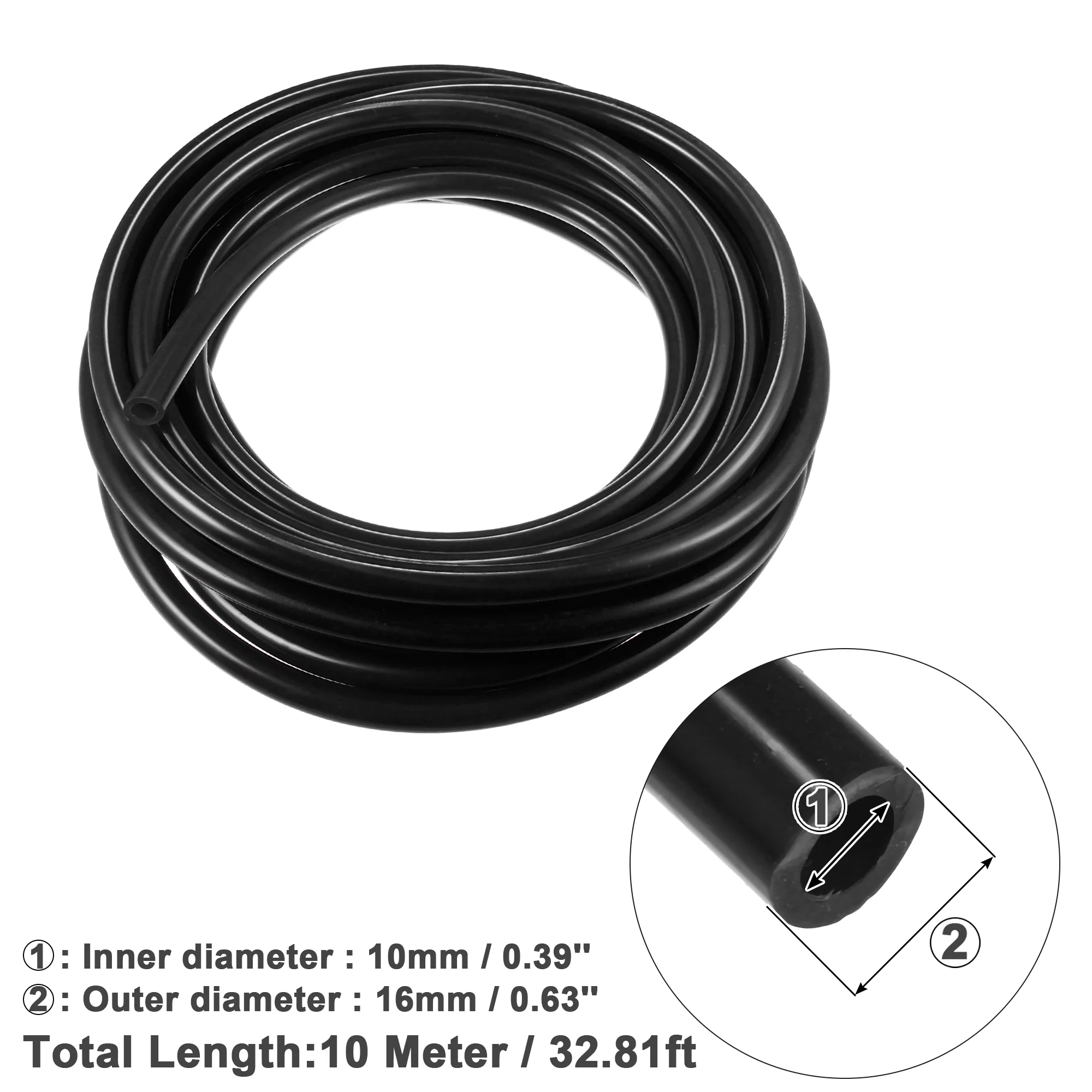 Unique Bargains 10mm ID 10 Meter 32.81ft Car Silicone Vacuum Hose Pipe Water Air Dump Valve Turbo Boost Line Tube Black