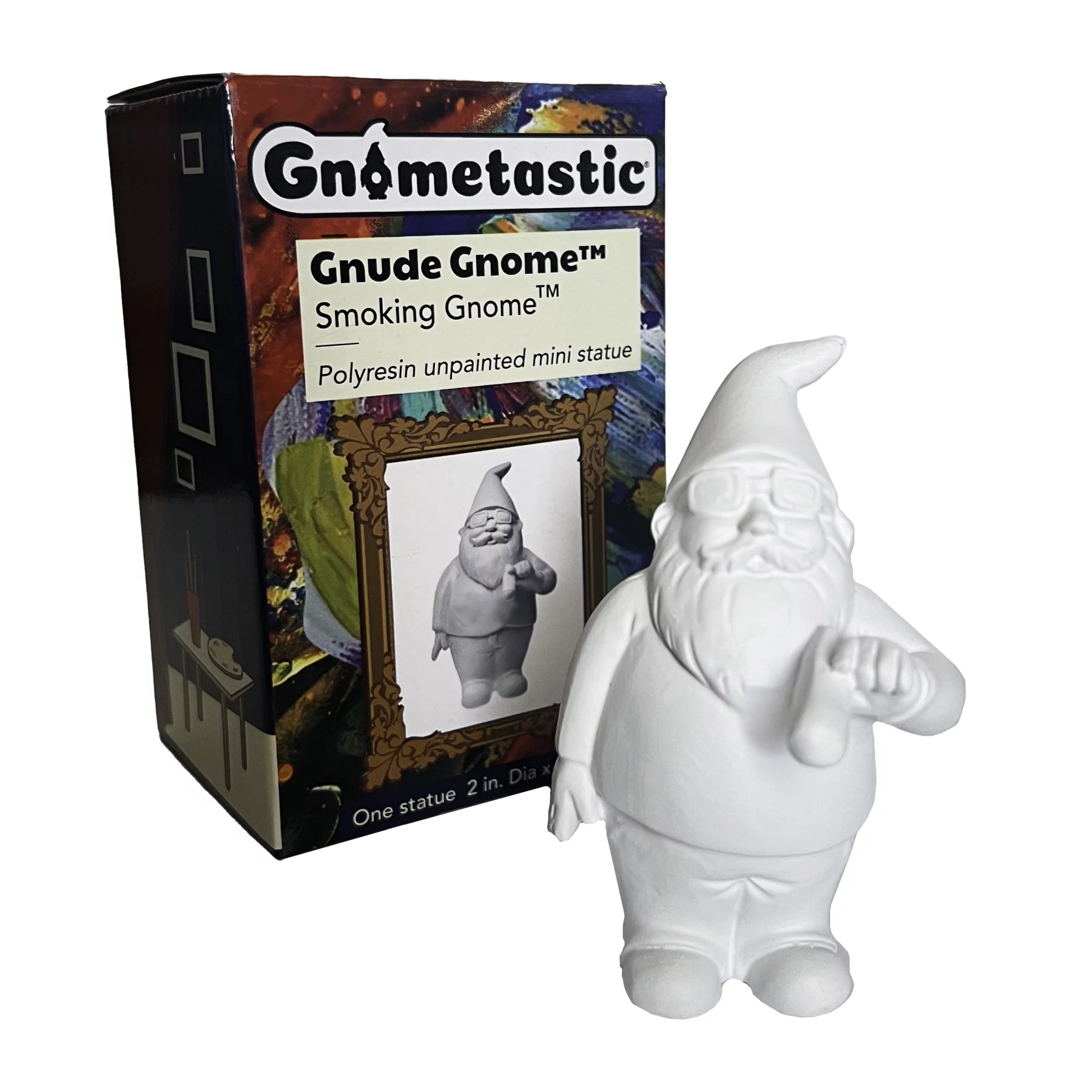 Gnometastic Gnude Mini Gnomes - Smoking Gnome Unpainted Gnome Statue, 3.5in Tall - DIY Paint Your Own Gnome - Polyresin Indoor, Outdoor Funny Garden Gnomes to Paint for Adults