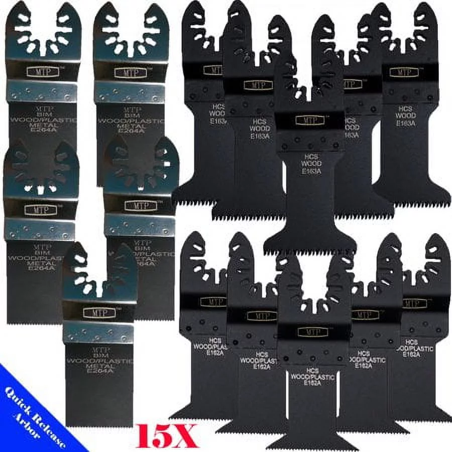 15X Bi metal Wood Quick Release Arbor Universal Fit Multi Tool Oscillating Multitool Wood Saw Blade for Craftsman Milwaukee Ridgid Porter Cable Black & Decker fein Bosch Ryobi