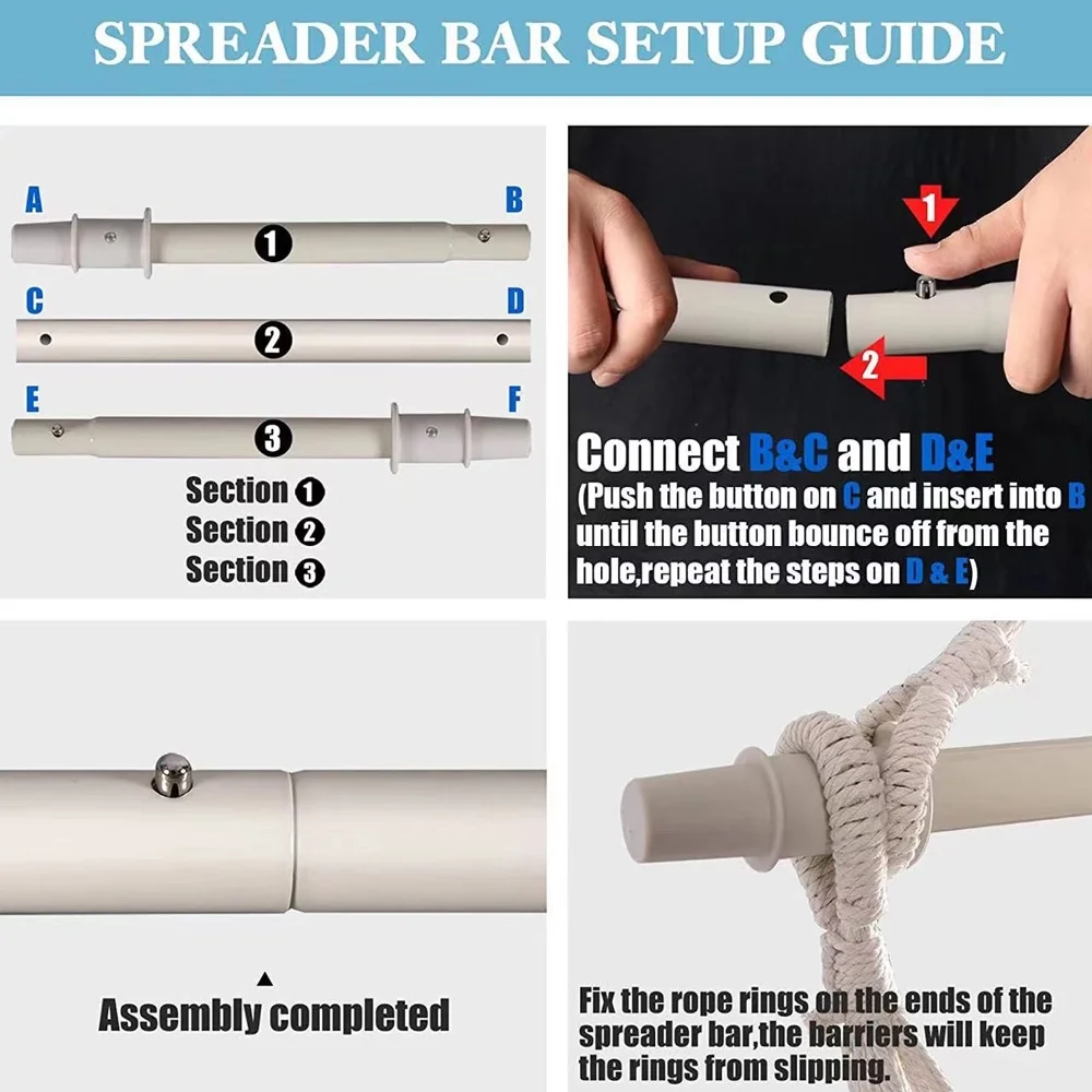 Hanging chair,Rope With Iron Chair Rope With Iron Bar Bar Patio Hammock Chair