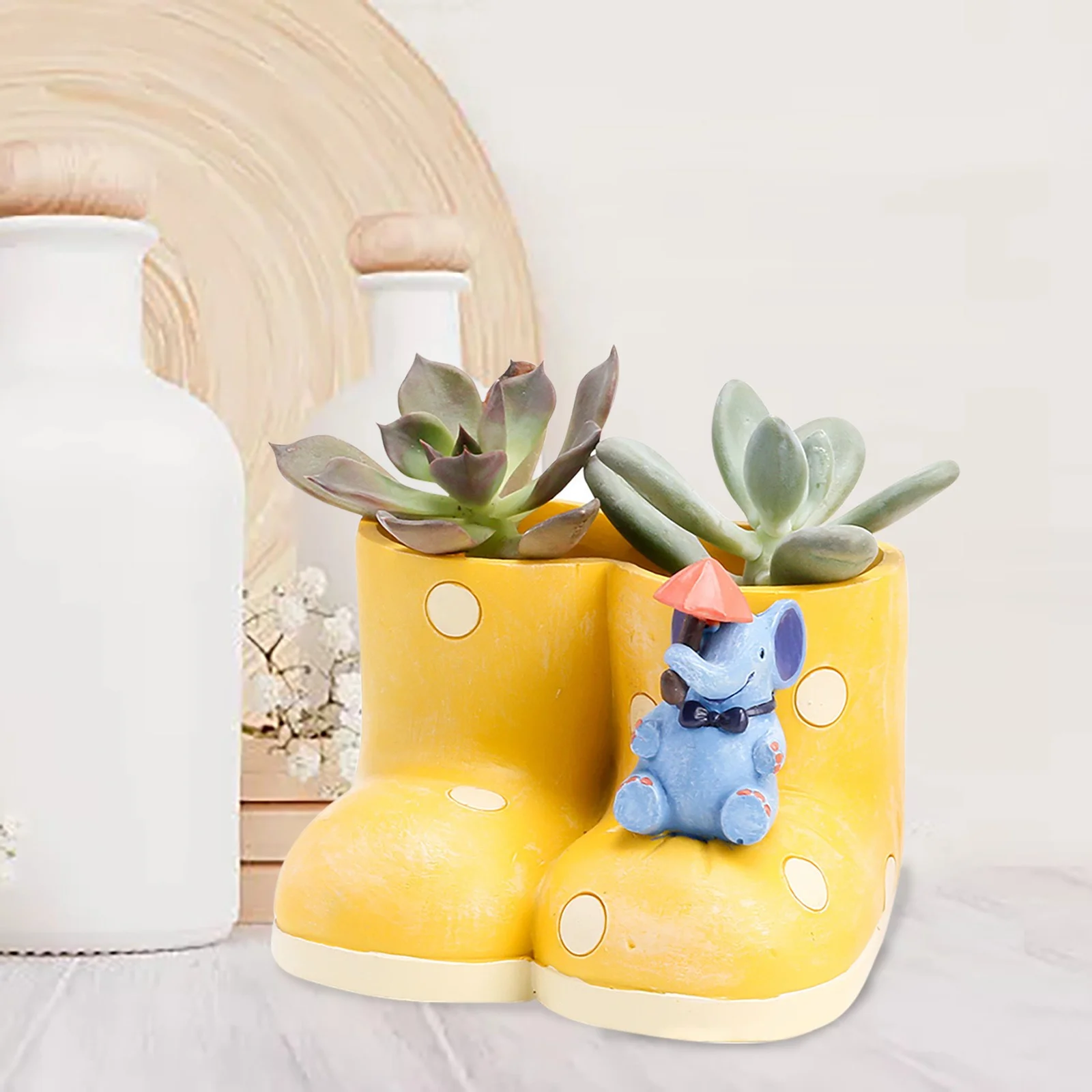 DYWADE Fourth of July Elephant Flower Pots Planters Environmental Protection Potted Pot Personalized yellow One Size