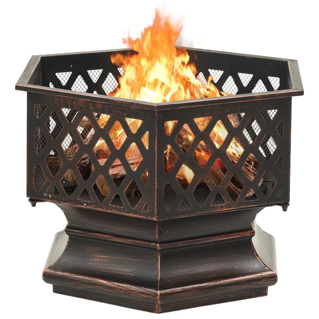 vidaXL Rustic Fire Pit with Poker 24.4