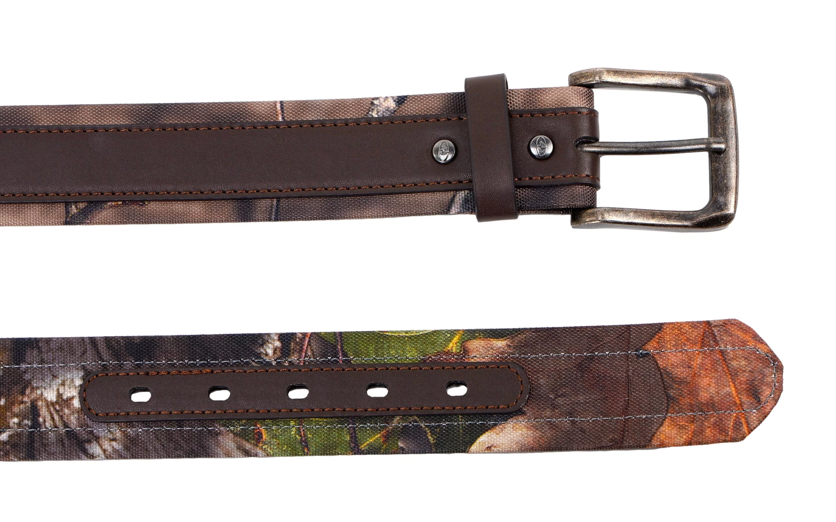 Mossy Oak Men's 38MM Wide Camouflage Canvas Leather Belt Brown W40
