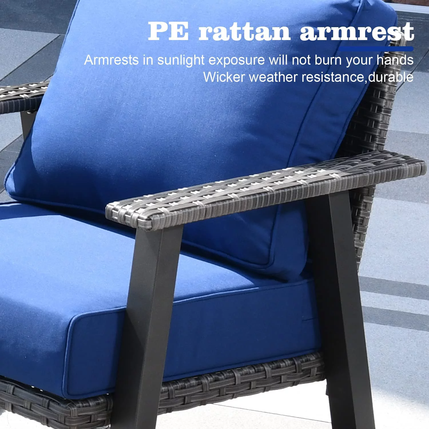 HOOOWOOO Outdoor Patio  Set with Fire Pit Table 6 Pcs Steel Frame Wicker Patio Conversation Sets with Patio Sofa Chairs and Ottoman Gray