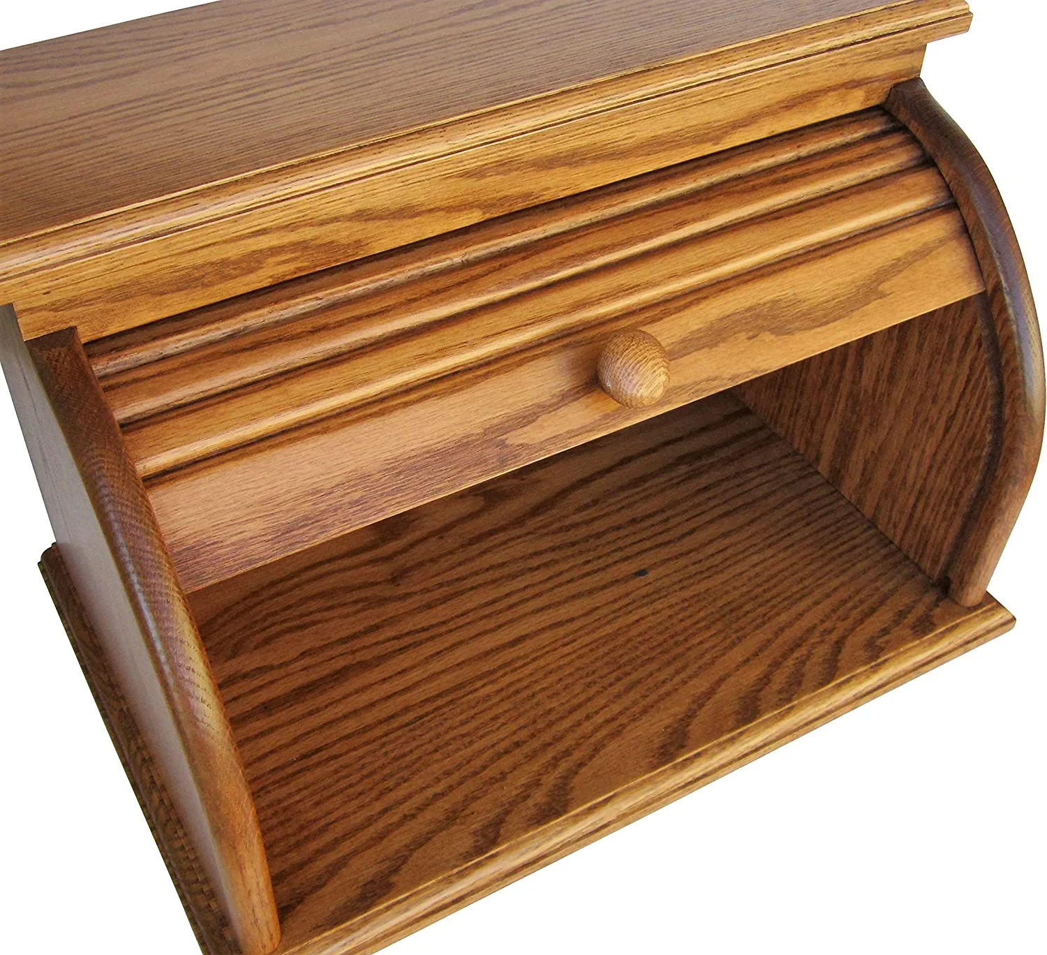 Amish Valley Products Roll Top Bread Box Storage Solid Wood Bin Wooden (Chestnut)