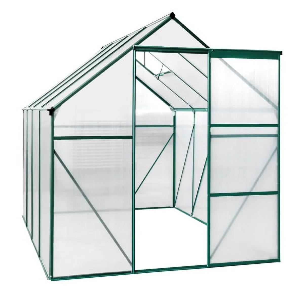 Fithood 6x8 Hybrid Polycarbonate Greenhouse Green