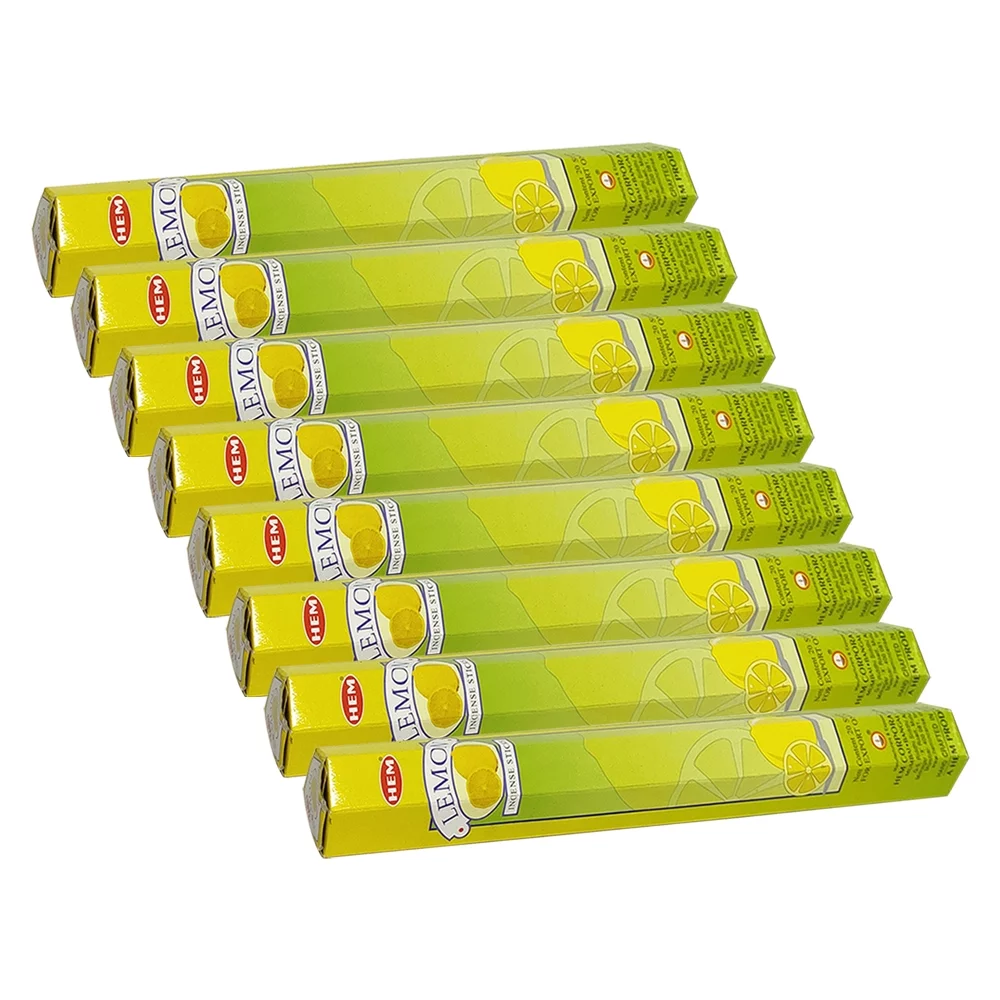 Trumiri Incense Stick Holder Bundle with Hem Lemon 20g Incense Sticks - Pack of 8 (approx 160 Sticks)